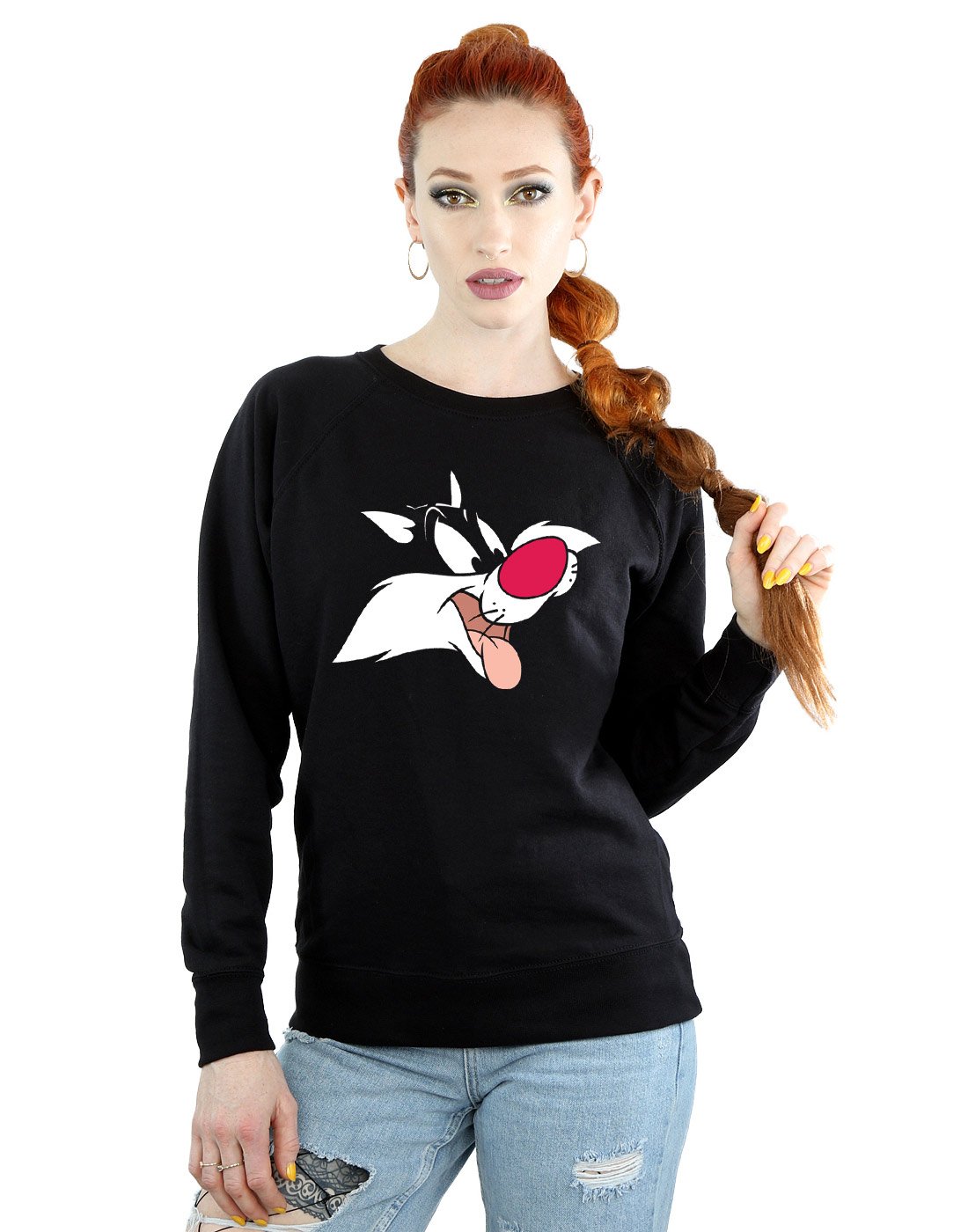 Looney Tunes Sylvester Cat Women's Graphic Pullover Sweatshirt | Cartoon Character Hoodie for Casual Wear & Fan Gifts
