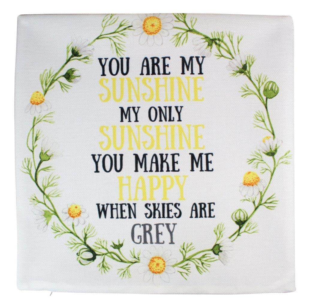 You Are My Sunshine Pillow Cover - Inspirational Nursery & Bedroom Decor - Famous Motivational Quote Gift for Her - Perfect for Baby Showers, Kids Rooms & Cozy Home Decor