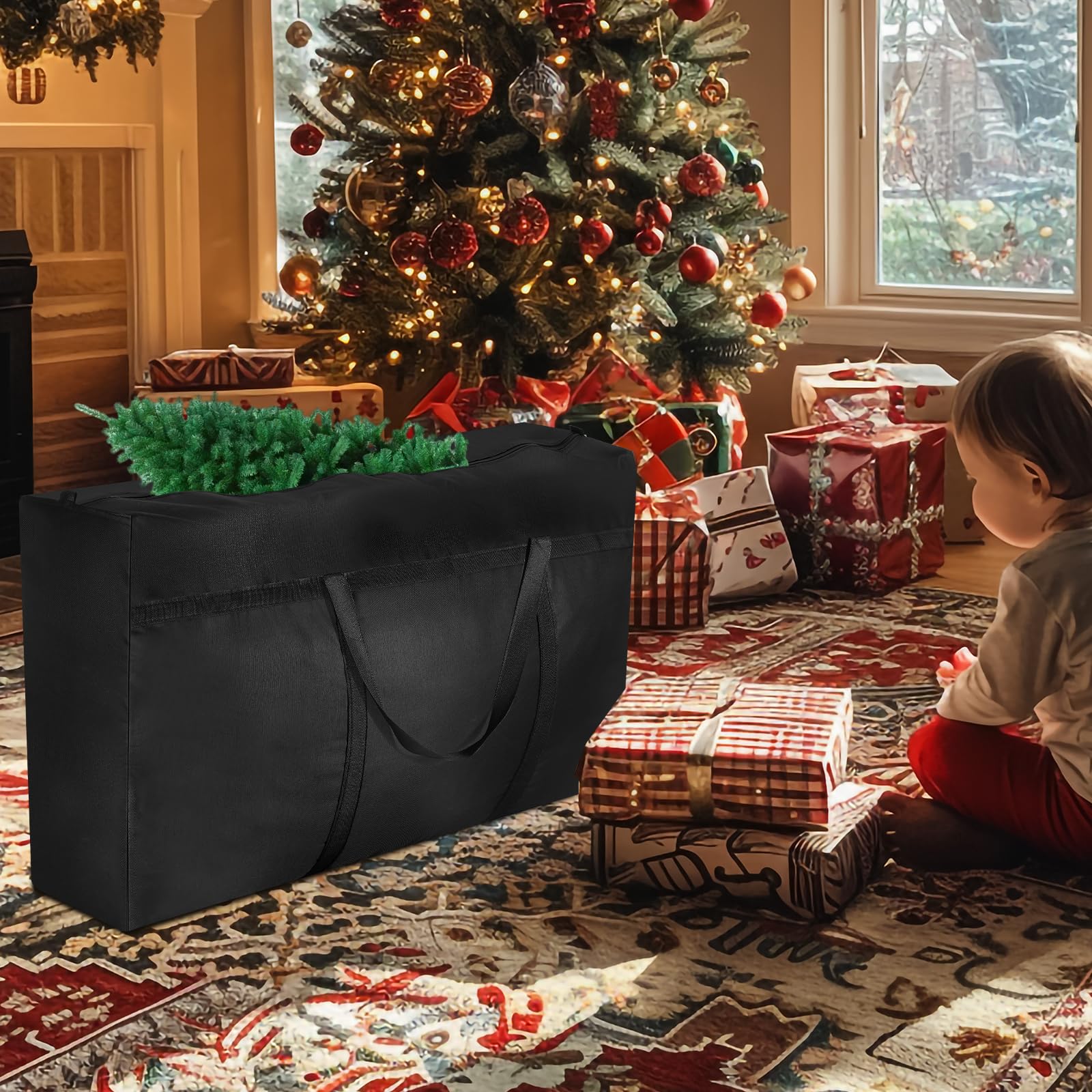 4 Pack 120L Extra Large Storage Bags with Heavy Duty Zippers - Waterproof Moving Bags for Clothes, Bedding, Comforters & Blankets - Perfect for Home Organization, Seasonal Storage & Christmas Decorations