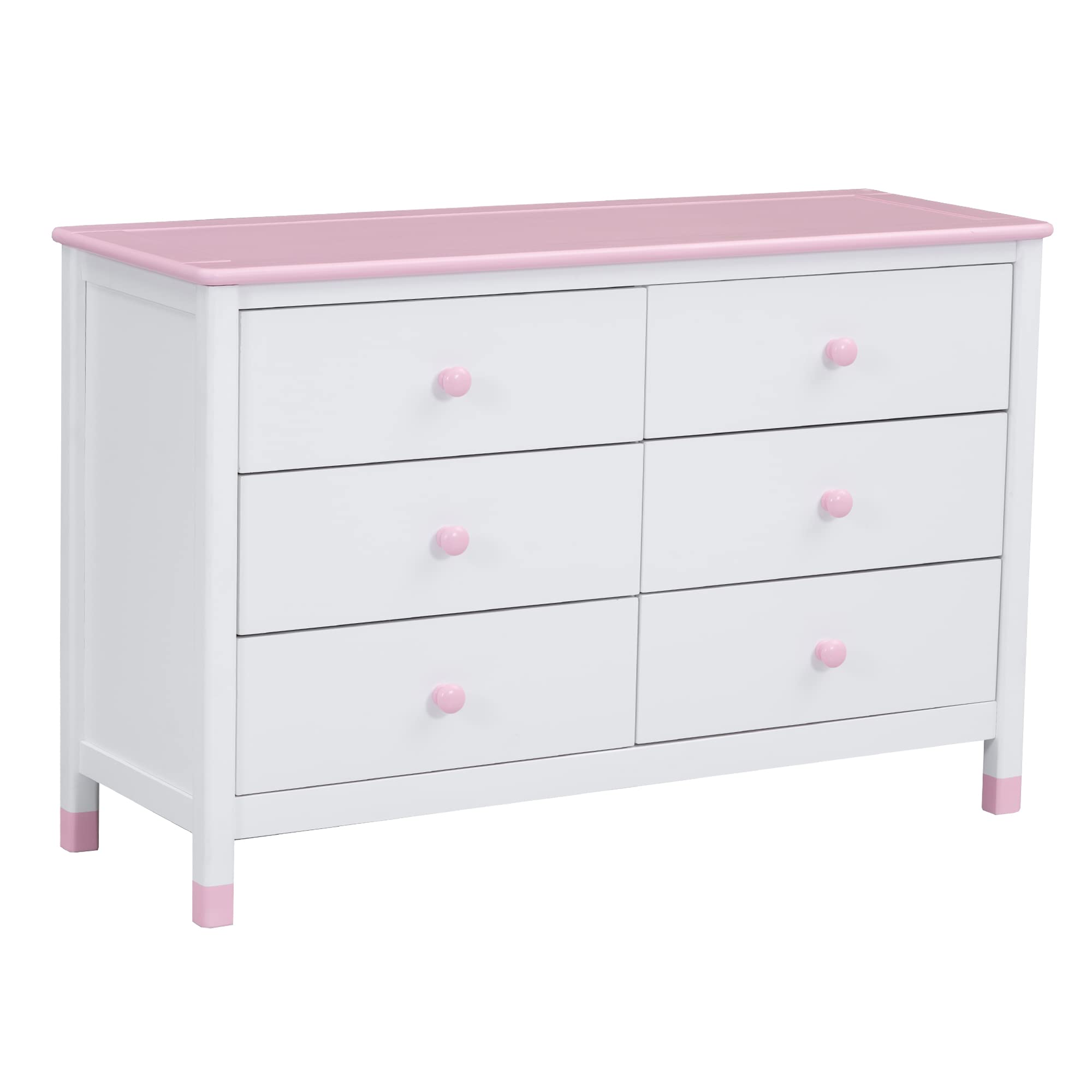 Harper & Bright Designs 3-Piece Twin Size Wooden Bedroom Set - Platform Bed with Nightstand & Storage Dresser for Kids, Teens & Adults (White+Pink) | Modern Space-Saving Bedroom Furniture for Small Rooms & Apartments