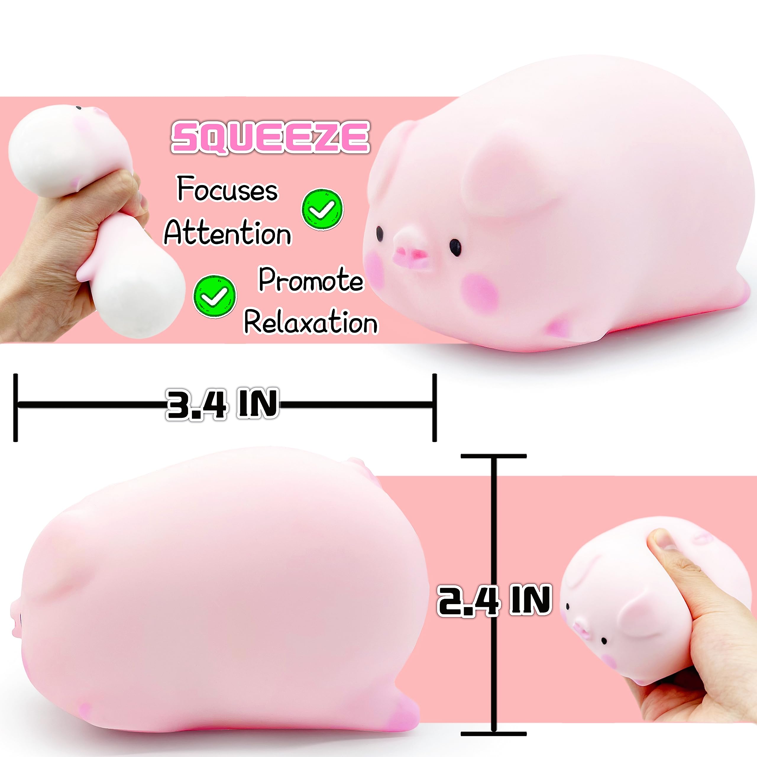 ZTATU Piggy Squishy Fidget Toys for Adults & Kids - 1PC Stress Relief Animal Sensory Ball, Soft Squishy Dough for Anxiety & ADHD - Perfect for Office, Classroom, Easter Basket Stuffers & Party Favors