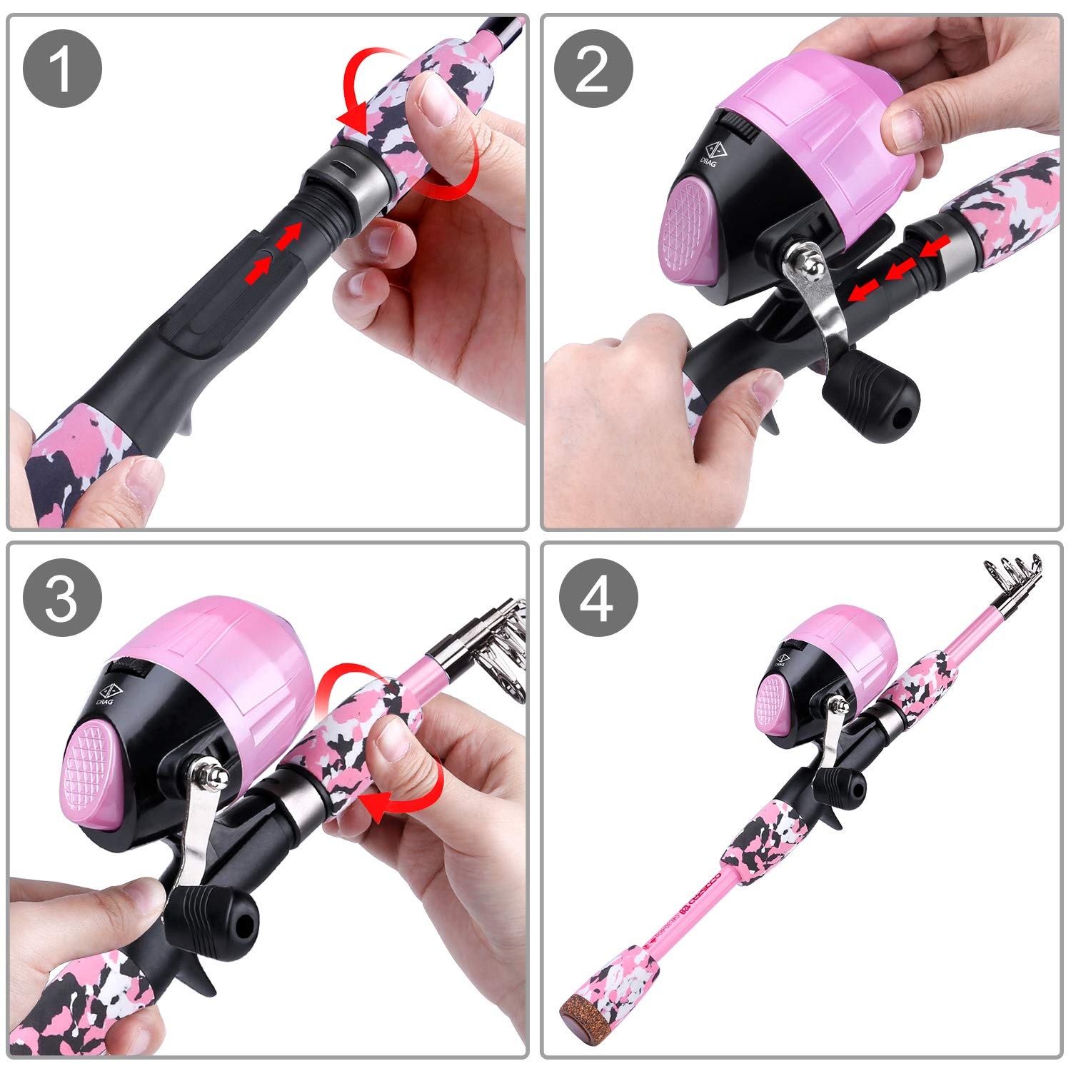 ODDSPRO Kids Fishing Pole and Net Set - Adjustable Telescopic Fishing Rod with Toy Fish for Children - Perfect for Outdoor, Beach, and Backyard Fishing Fun