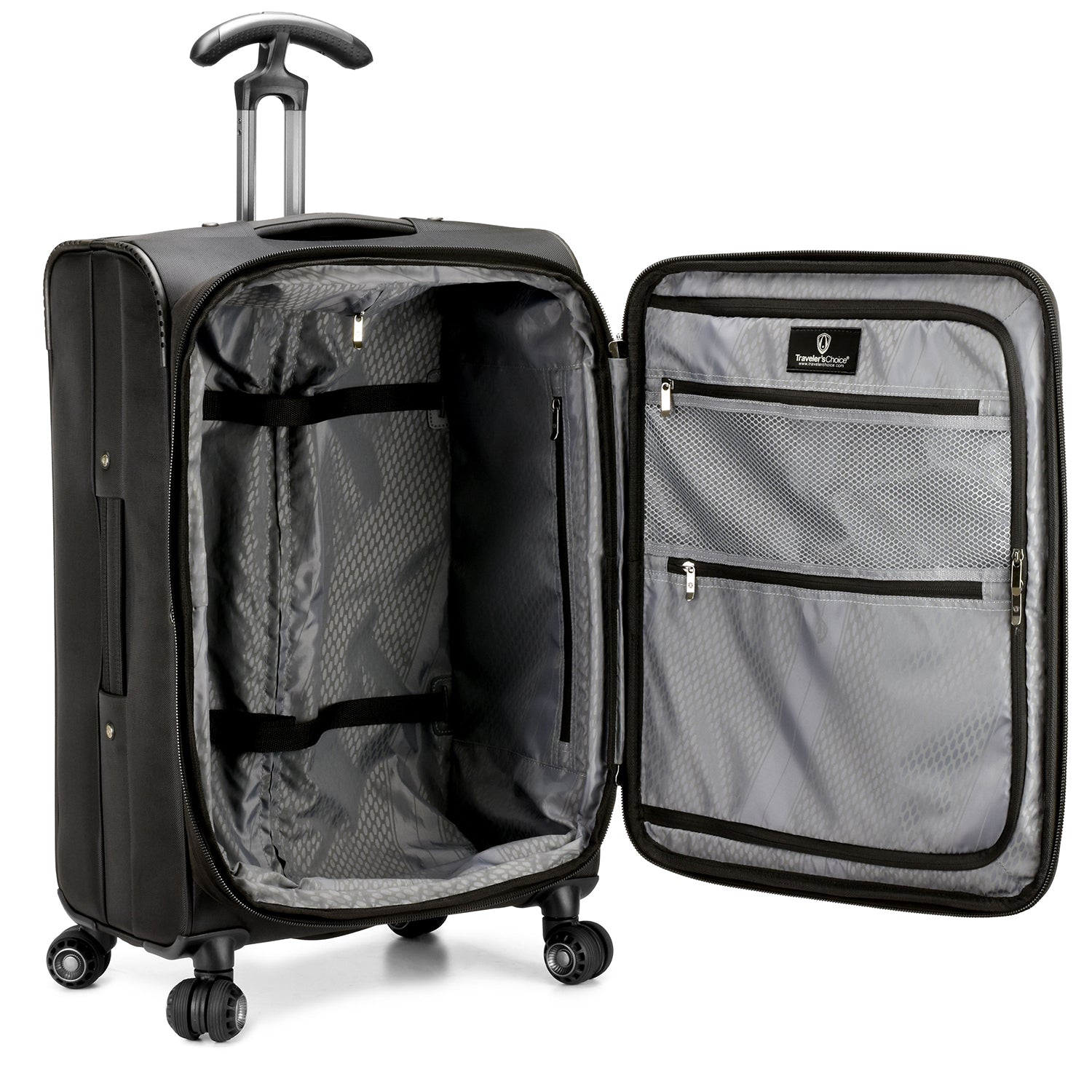 Silverwood Softside Medium Checked Luggage - Lightweight Expandable Carry-On Suitcase for Travel, Business Trips & Weekend Getaways | Durable Spinner Wheels & TSA Lock