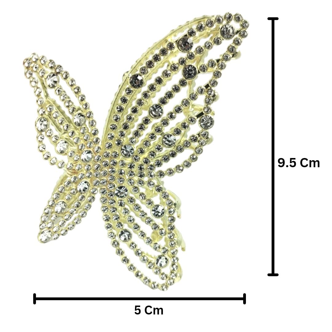 Korean Stylish Rhinestone Big Butterfly Hair Clips for Women & Girls - Elegant Hair Accessories (Pack of 1) | Perfect for Parties, Weddings & Daily Fashion