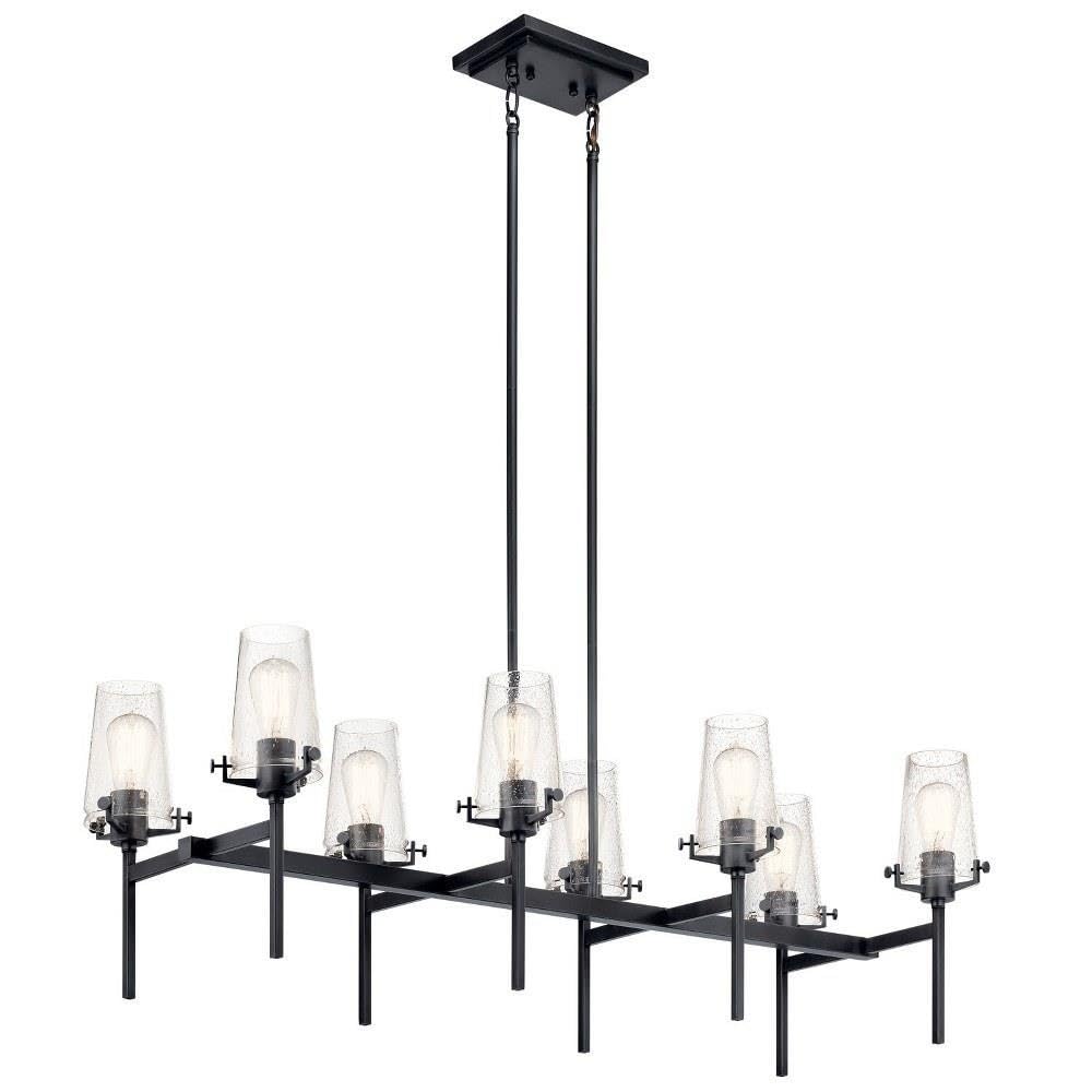 Kichler Alton 46-Inch 10-Light Black Linear Chandelier - Modern Dining Room Lighting Fixture for Kitchen Island, Entryway & Living Room