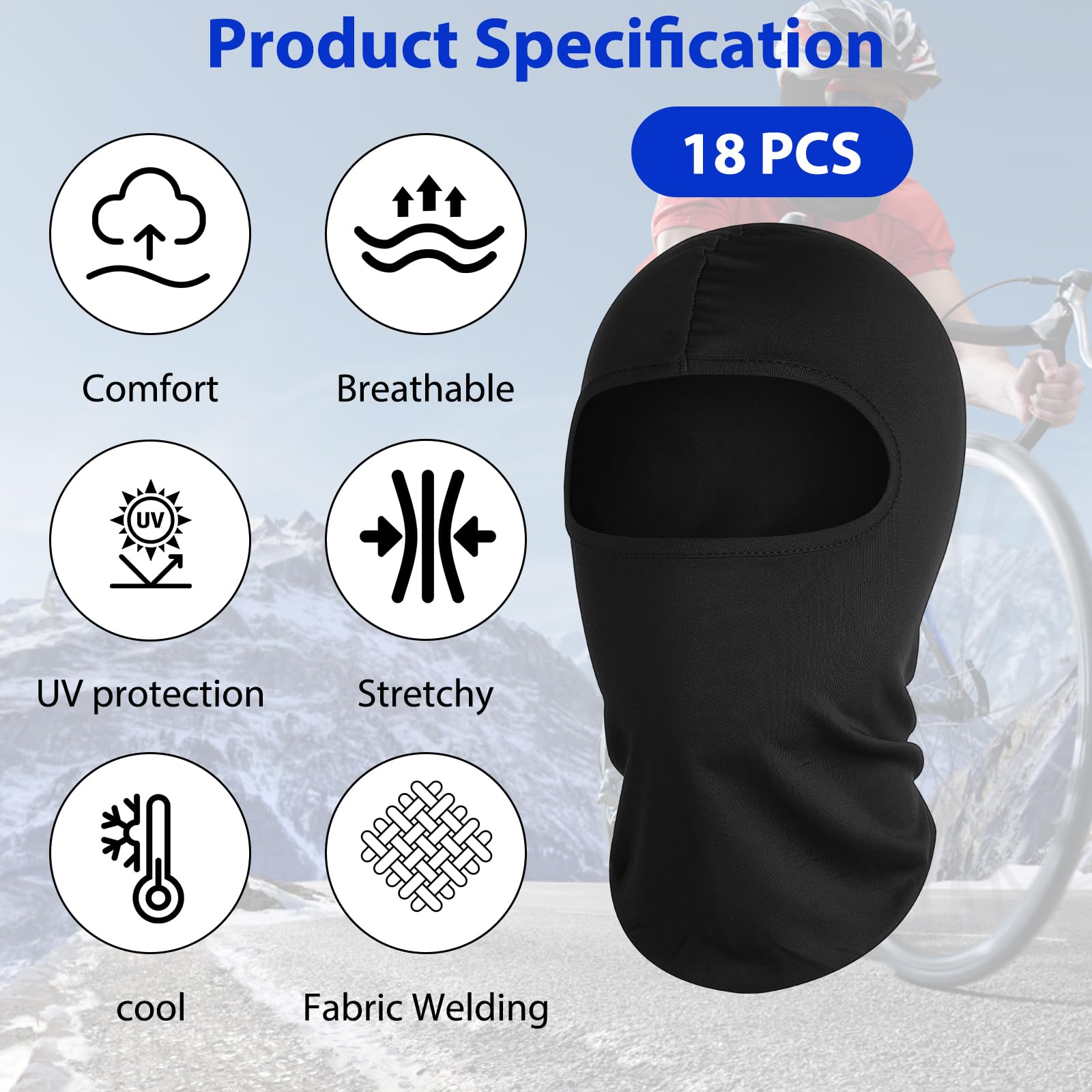 18Pcs Balaclava Ski Masks for Men & Women - Winter Face Cover with UV Protection, Breathable Full Face Mask for Skiing, Snowboarding, Motorcycling & Outdoor Activities - Black Shiesty Mask Pack (Cold Weather & Sun Protection)