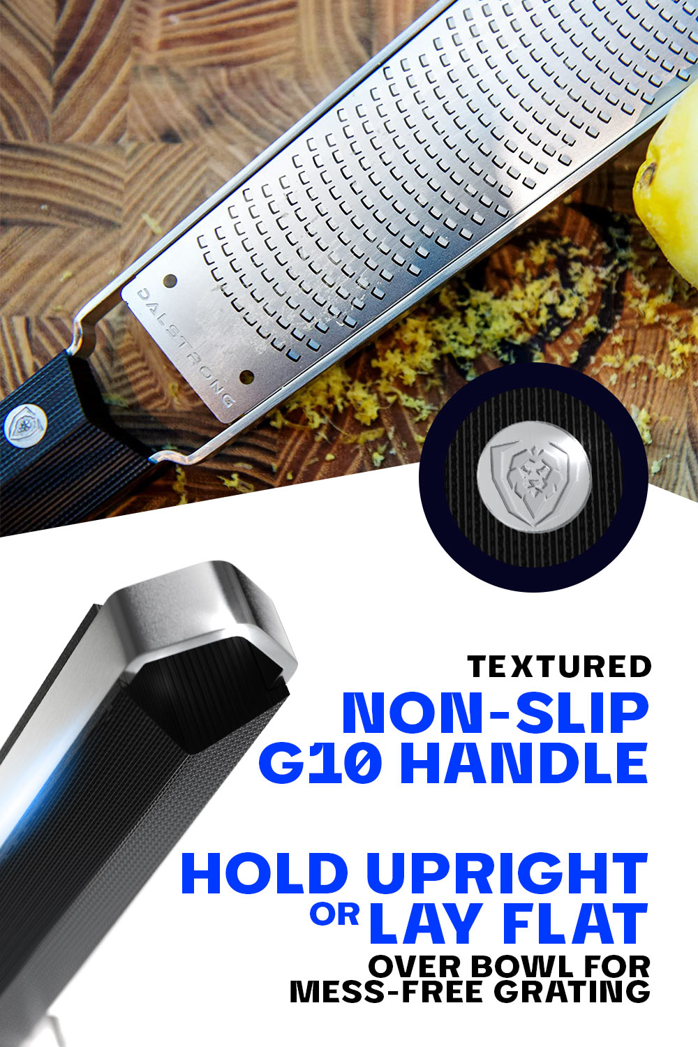Premium Stainless Steel Microplane Zester & Grater - Dalstrong Professional Kitchen Tool for Citrus, Cheese & Chocolate - Perfect for Baking, Garnishing & Cooking