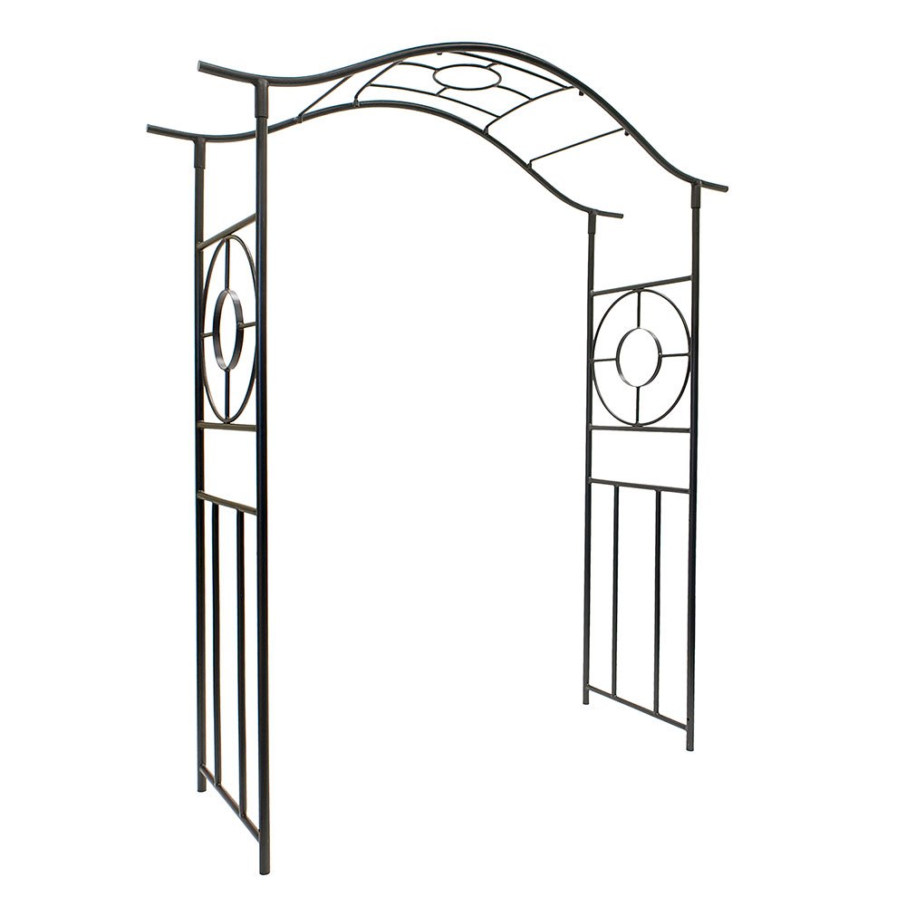 Achla Designs ARB-40 Tuscany Wrought Iron Garden Trellis Arch Arbor in Graphite - Elegant Outdoor Decor for Climbing Plants, Vine Support, and Wedding Backdrops