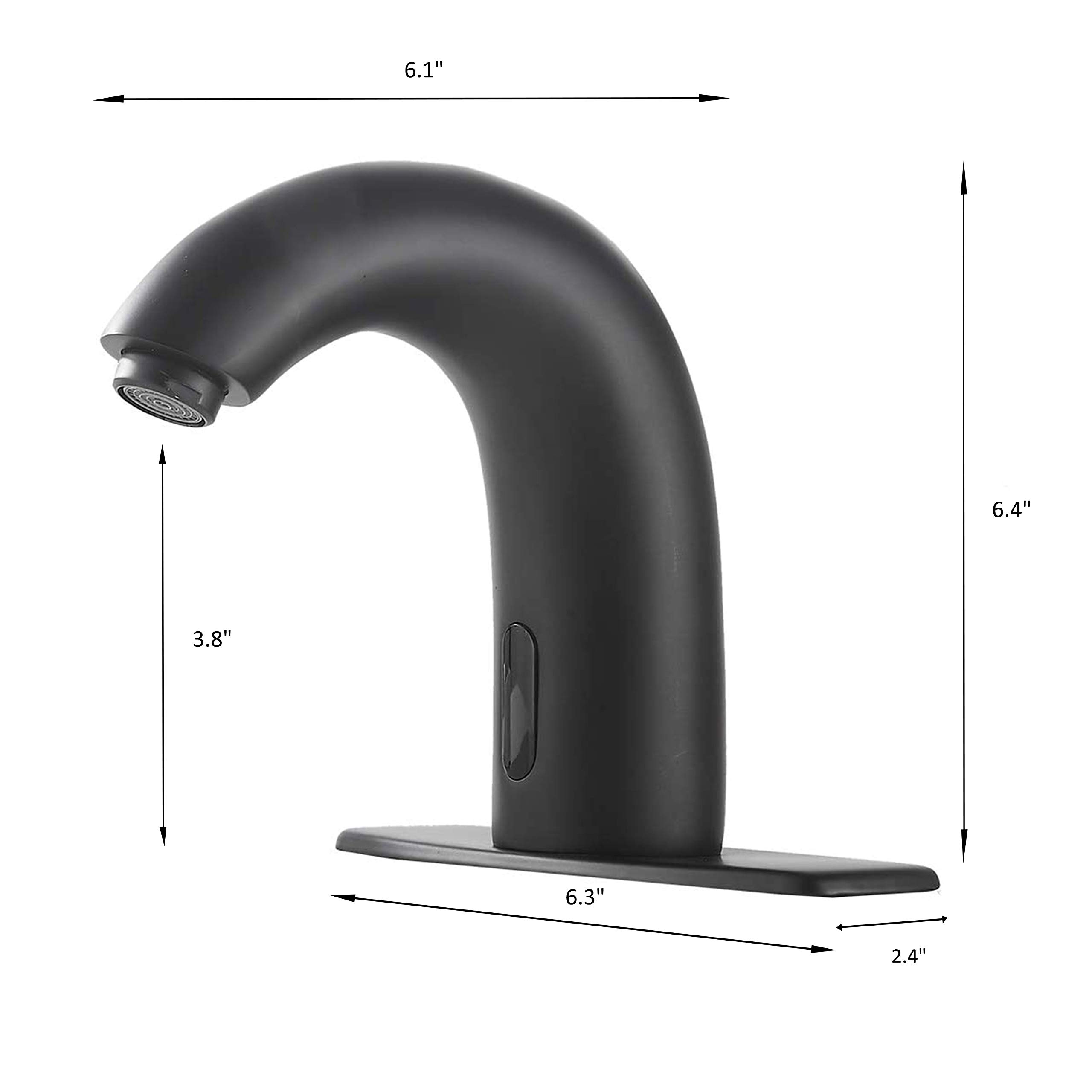 Touchless Automatic Bathroom Sink Faucet with Sensor - Matte Black Deck Mount Hands-Free Faucet with Hole Cover Plate, Dual Power & Temperature Mixer | Ideal for Modern Homes, Public Restrooms & ADA Compliant Spaces