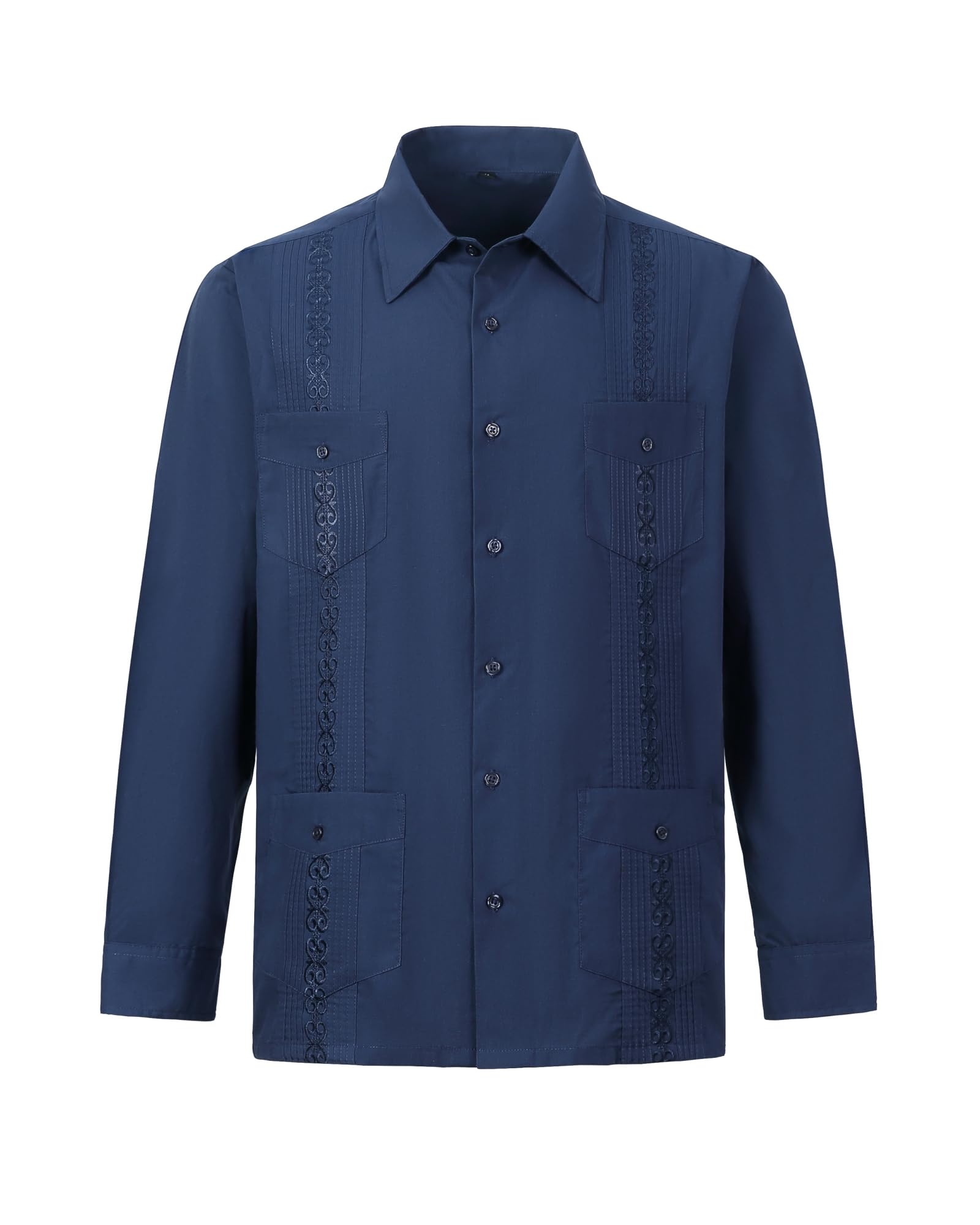 Men's Guayabera Shirts - Cuban Style Long Sleeve Mexican Shirt for Casual Wear & Summer Vacation | Perfect for Beach Weddings, Tropical Parties & Latino Events