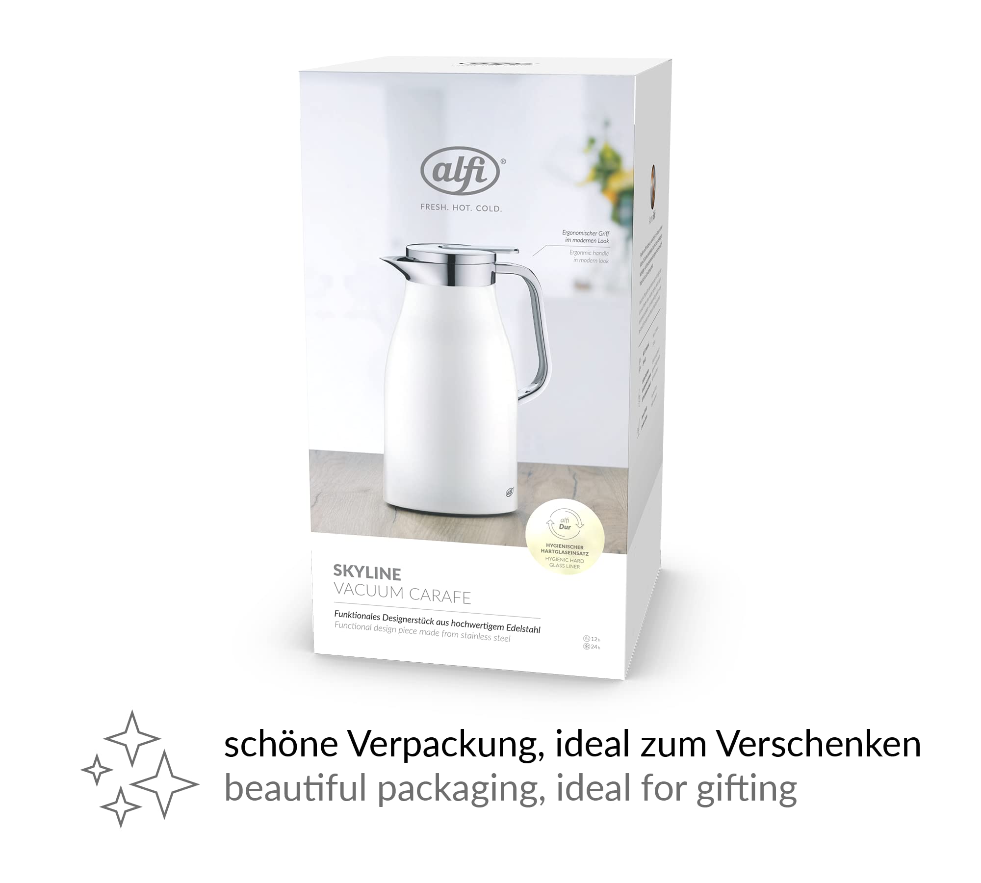 ALFI Stainless Steel Vacuum Insulated Thermos Flask - 1 Liter, Cool Grey - Keeps Drinks Hot/Cold for 24 Hours - Perfect for Camping, Office & Outdoor Activities