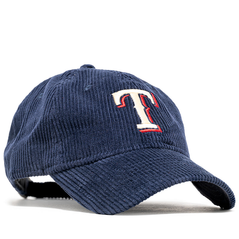 New Era Corduroy Texas Rangers 9TWENTY Strapback Hat - Navy Blue Adjustable Baseball Cap for Men & Women - Perfect for Baseball Games, Outdoor Activities & Casual Wear