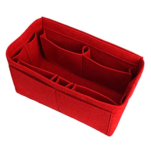 Red Felt Purse Organizer Insert - Portable Cosmetic Bag for Makeup & Home Storage | Perfect for Tote Bags, Handbags & Travel Organization