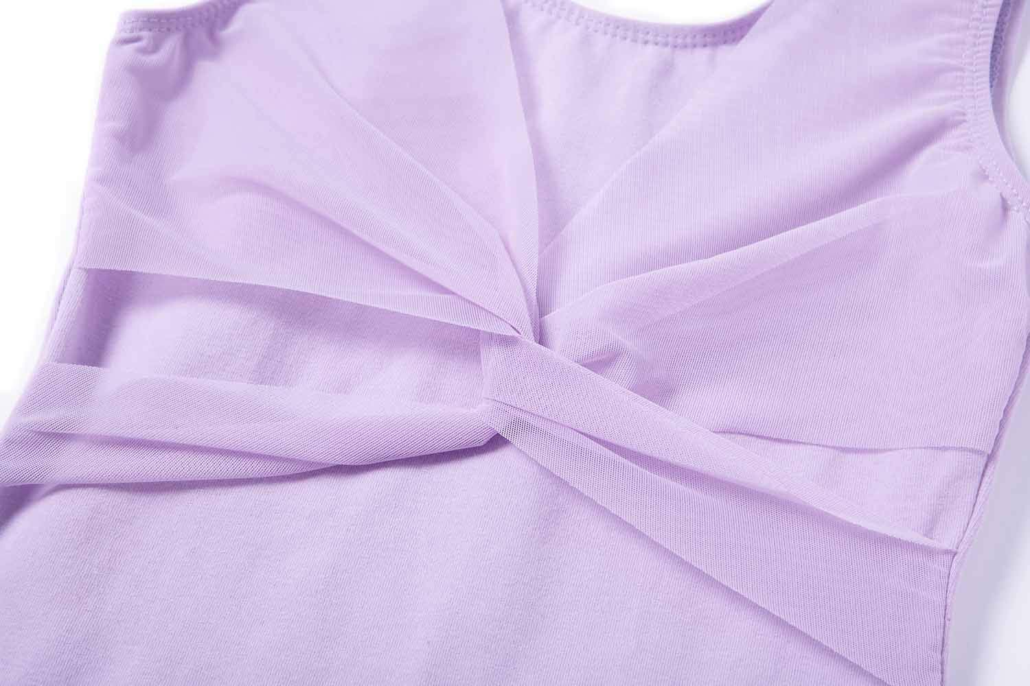 MDNMD Girls' Dance Leotard - Sleeveless Ballet & Gymnastics Tank Top with Mesh Cross Front Design - Perfect for Ballet Class, Gymnastics Practice, Dance Recitals & Performance Costumes