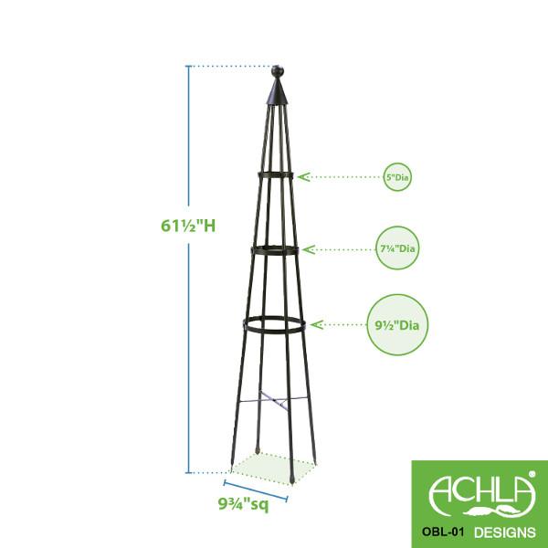 Achla Designs Obelisk Garden Trellis - Obl 01 & Obl 02 - Metal Plant Support for Climbing Flowers, Vines, and Vegetables | Perfect for Outdoor Gardens, Patios, and Backyard Landscaping