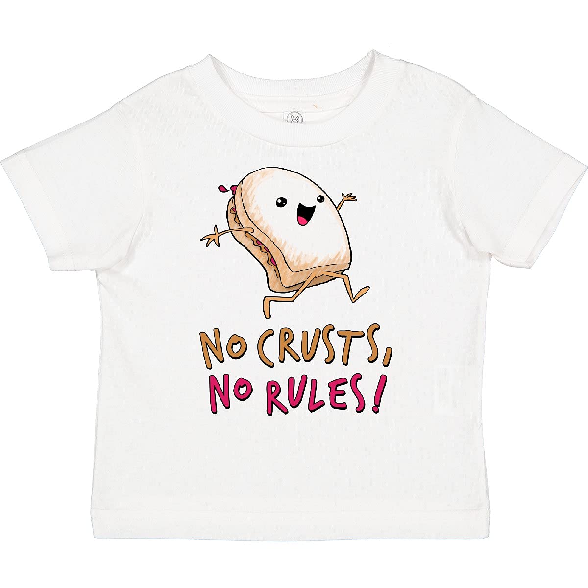 Inktastic Funny PB&J Sandwich Toddler T-Shirt - No Crusts, No Rules Design for Playful Kids | Perfect for Daycare, Playdates & Family Outings