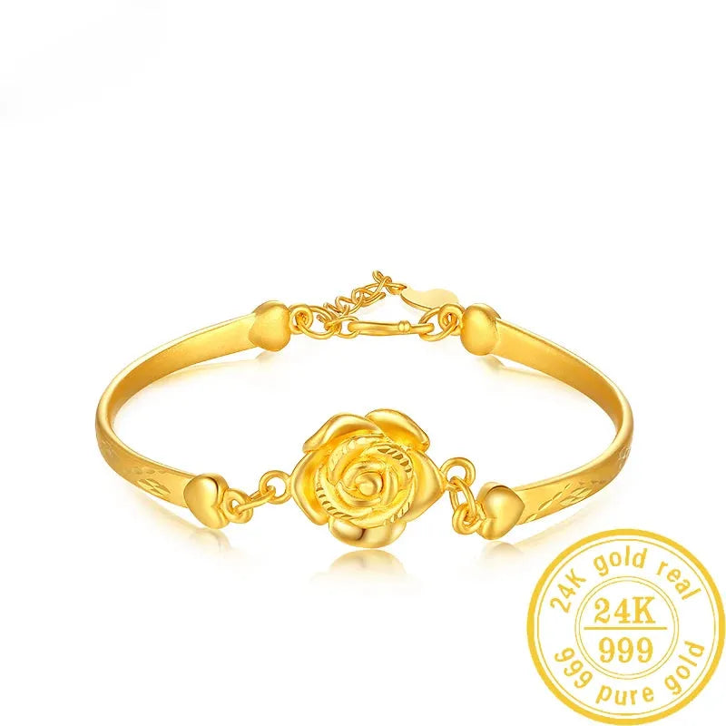 24K Pure Gold Bracelet - 999 Solid Real Gold Bangle with Butterfly Design, Classic & Trendy Jewelry for Women | Elegant Gift for Birthday, Anniversary & Special Occasions | 2023 New Collection