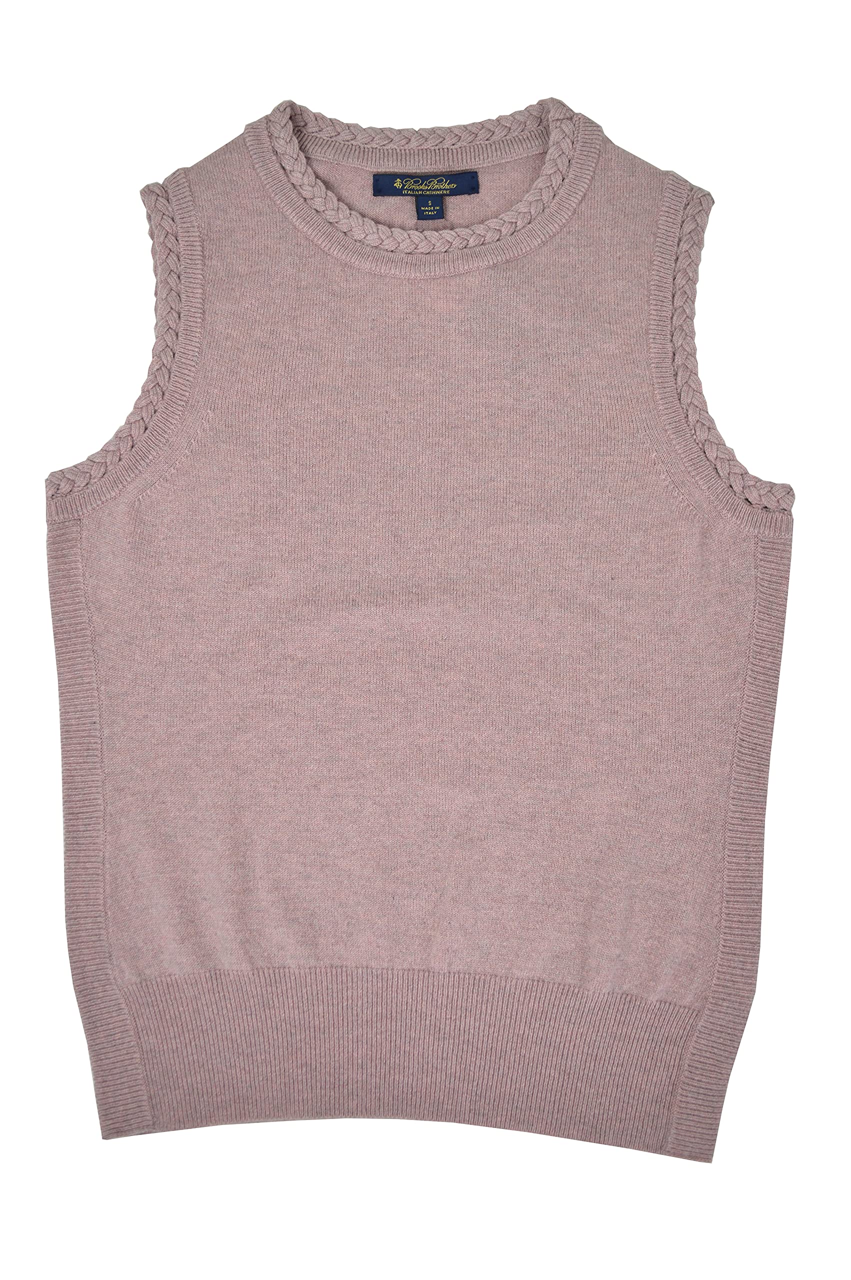 Brooks Brothers Women's Sleeveless Cashmere Sweater Vest - Soft Pink Knit Shell Top (Size S) | Perfect for Layering, Office Wear & Casual Outfits