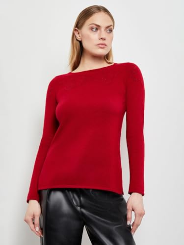 Floral Shimmer Cashmere Tunic, Classic Red, Red
