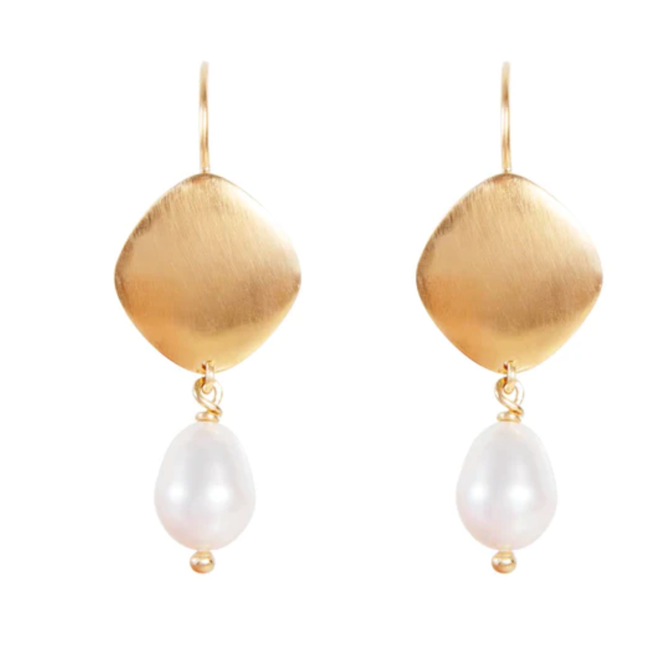 Exquisite Fairley Pearl Disc Drop Earrings in 14K Gold – Elegant Dangling Jewelry for Women | Perfect for Weddings, Parties & Special Occasions