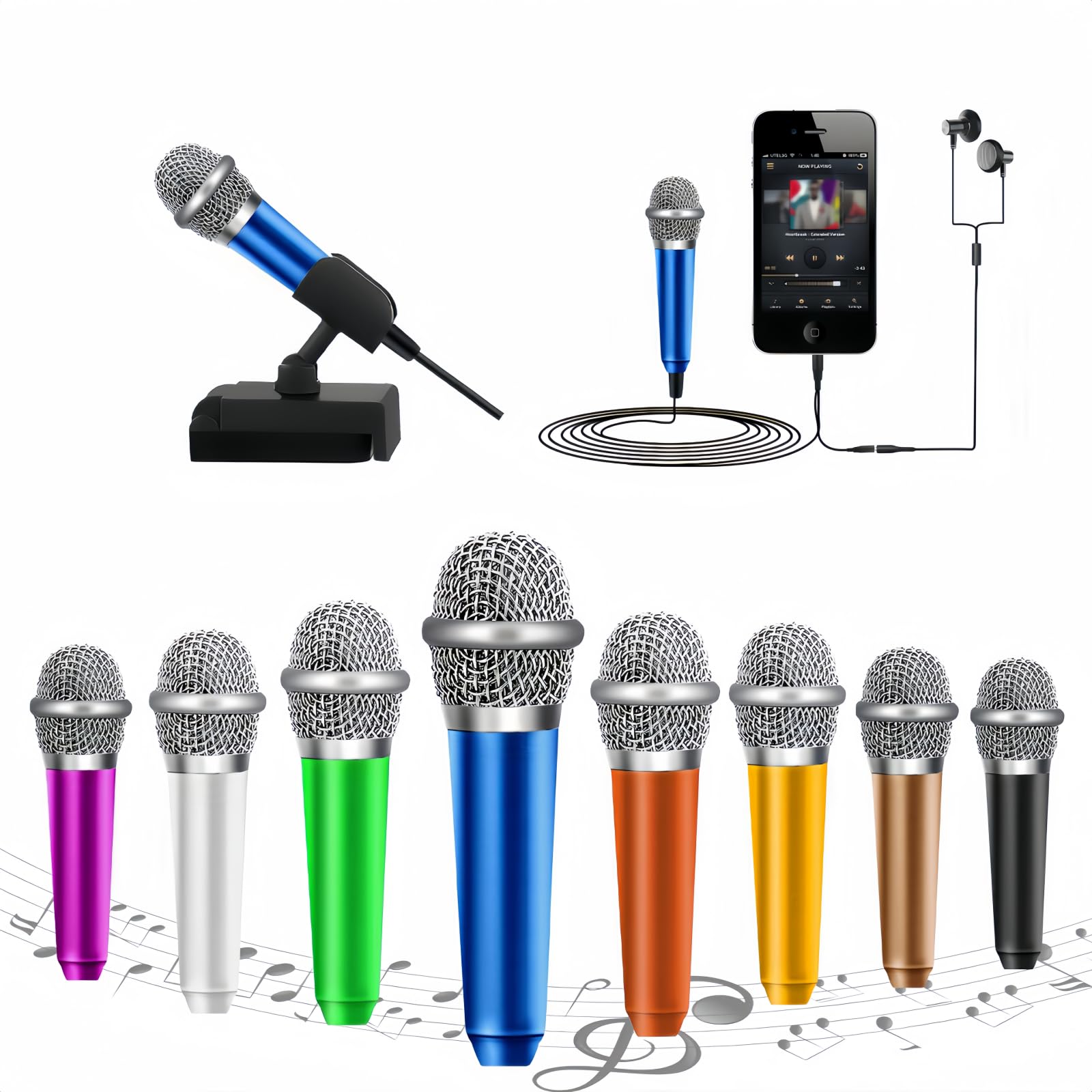 Mini Microphone for iPhone Android PC - Tiny ASMR Microphone with Clear Voice Recording for Karaoke, Chatting, Streaming & Podcasting (Blue) - Perfect for Content Creators, Gamers & Singers