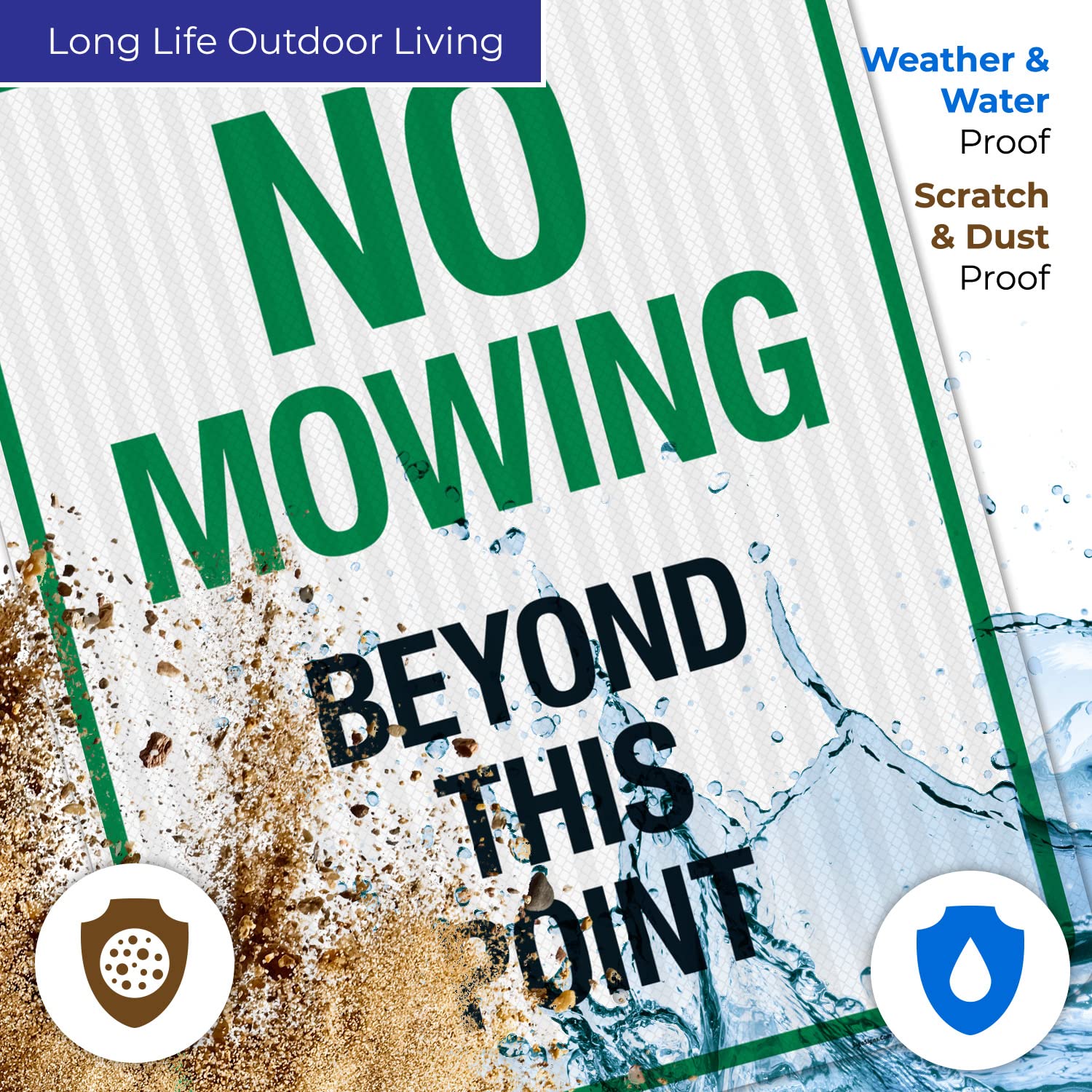 No Mowing Beyond This Point Sign - 24x30 Inches, 3M EGP Reflective .080 Aluminum, Fade Resistant, Made in USA - Durable Yard Sign for Property Boundaries & Safety Warnings