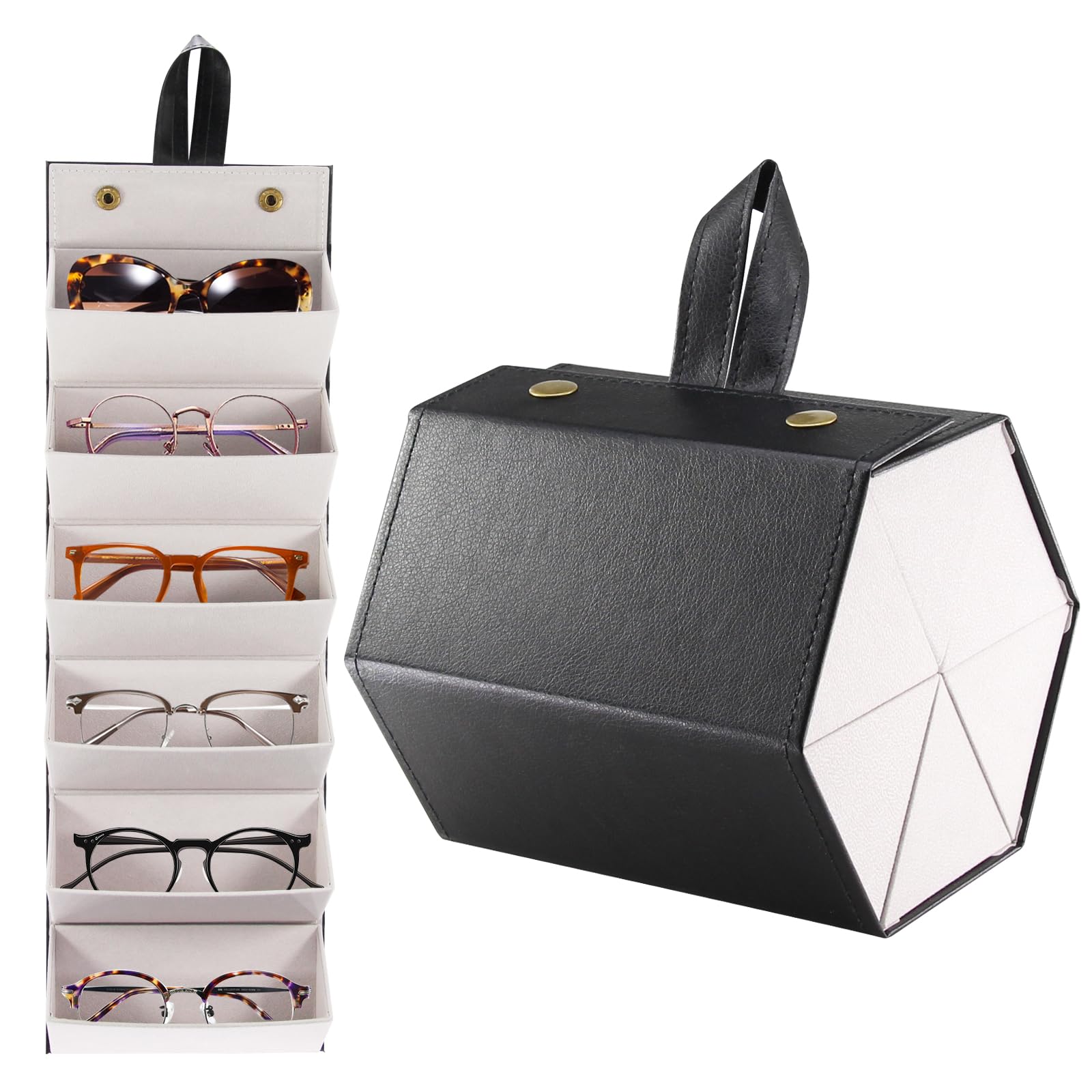 Premium Travel Sunglasses Organizer Case - Holds 4, 5 or 6 Pairs | Compact & Protective Eyewear Storage for Men & Women | Perfect for Airplane, Beach & Outdoor Adventures