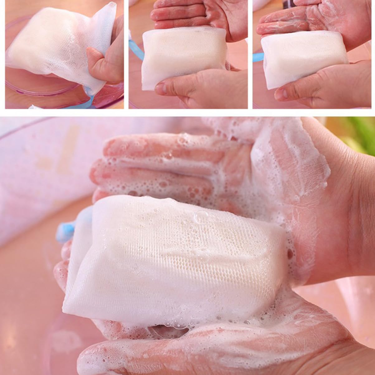 Baluue 10-Pack Mesh Soap Saver Bags - Reusable Facial & Body Cleansing Pouches for Exfoliating, Travel & Eco-Friendly Bath Accessories