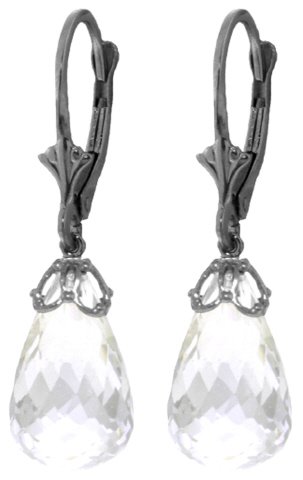 14K White Gold Necklace and Leverback Earrings Set with Briolette White Topaz | Elegant Jewelry for Women | Perfect for Weddings, Anniversaries & Special Occasions