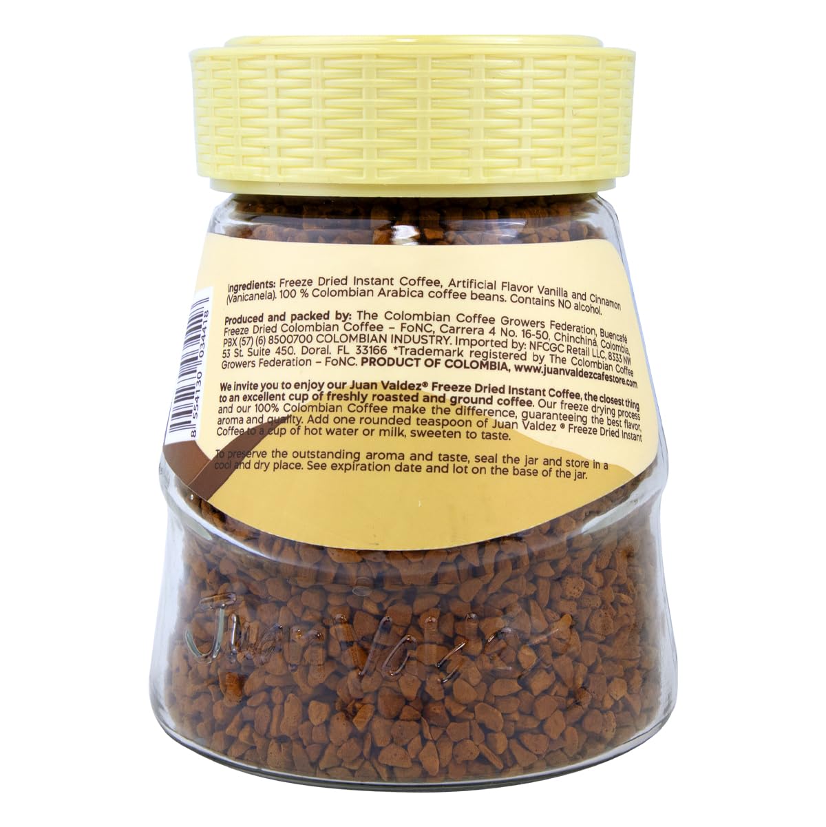 Juan Valdez Vanilla-Cinnamon Flavored Freeze Dried Coffee 3.35oz (95g) - 100% Premium Colombian Instant Coffee for Home, Office & Travel