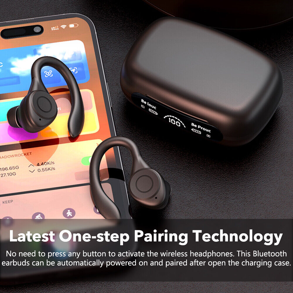 Mpow Bluetooth 5.3 Wireless Earbuds with Earhooks - Sweatproof Sport Headphones for Running, Gym & Workout - Noise Cancelling in-Ear Headset for iPhone Android