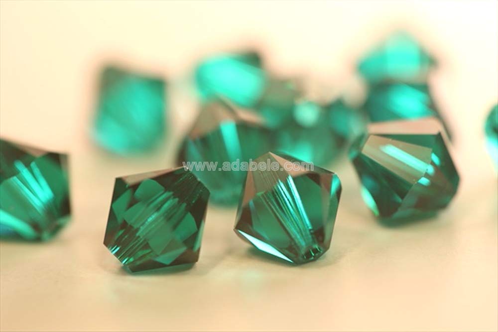 200pcs Authentic Preciosa 3mm (0.12 Inch) Small Faceted Bicone Crystal Loose Beads - Emerald Green - Compatible with Swarovski 5301/5328 - DIY Jewelry Making Supplies - Perfect for Necklaces, Bracelets, Earrings & Craft Projects - Pre-B324