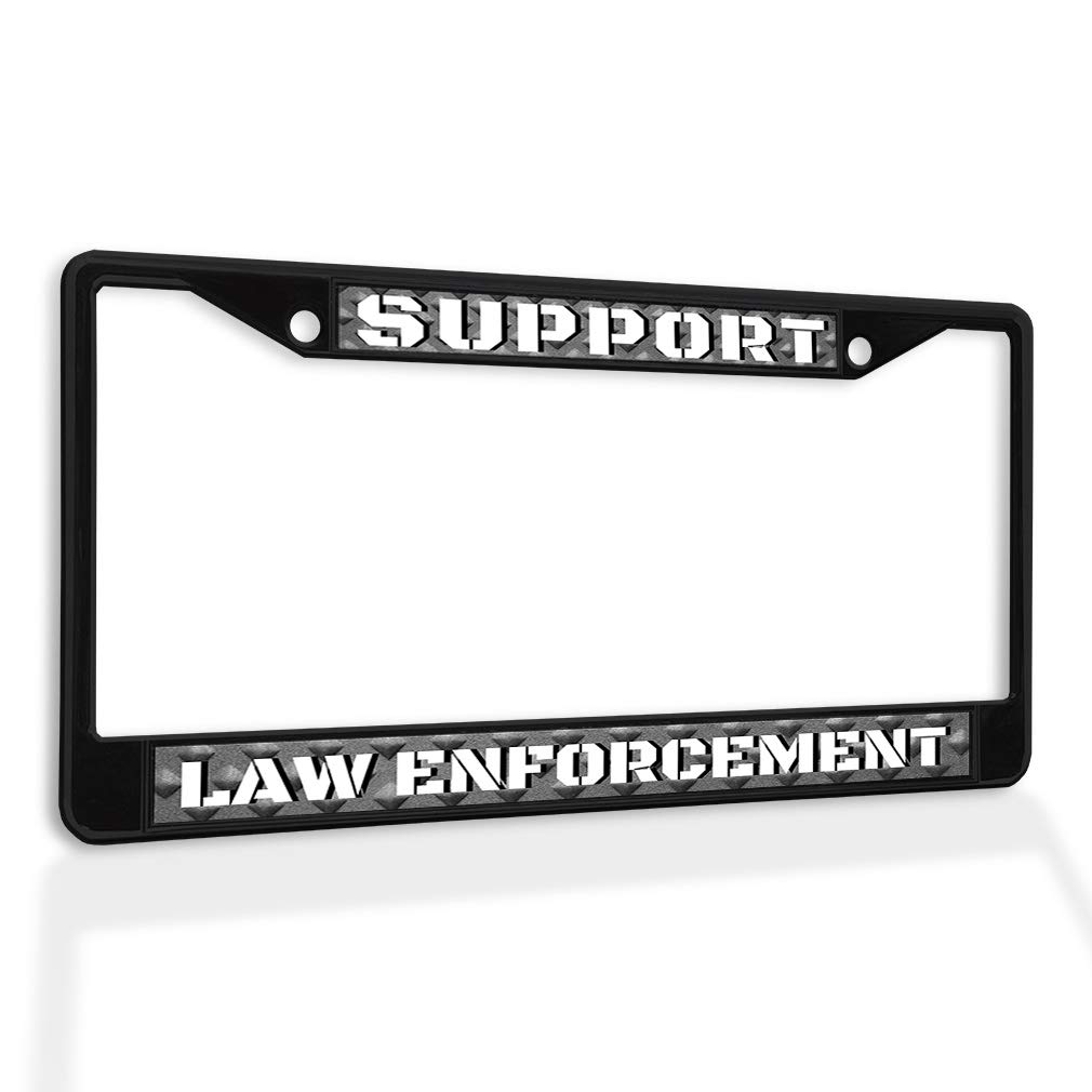 Premium Metal License Plate Frame - Heavy Duty Police & Law Enforcement Support - Weatherproof Black Car Accessory with 2 Solid Holes - Perfect for Police Vehicles, First Responders & Car Enthusiasts