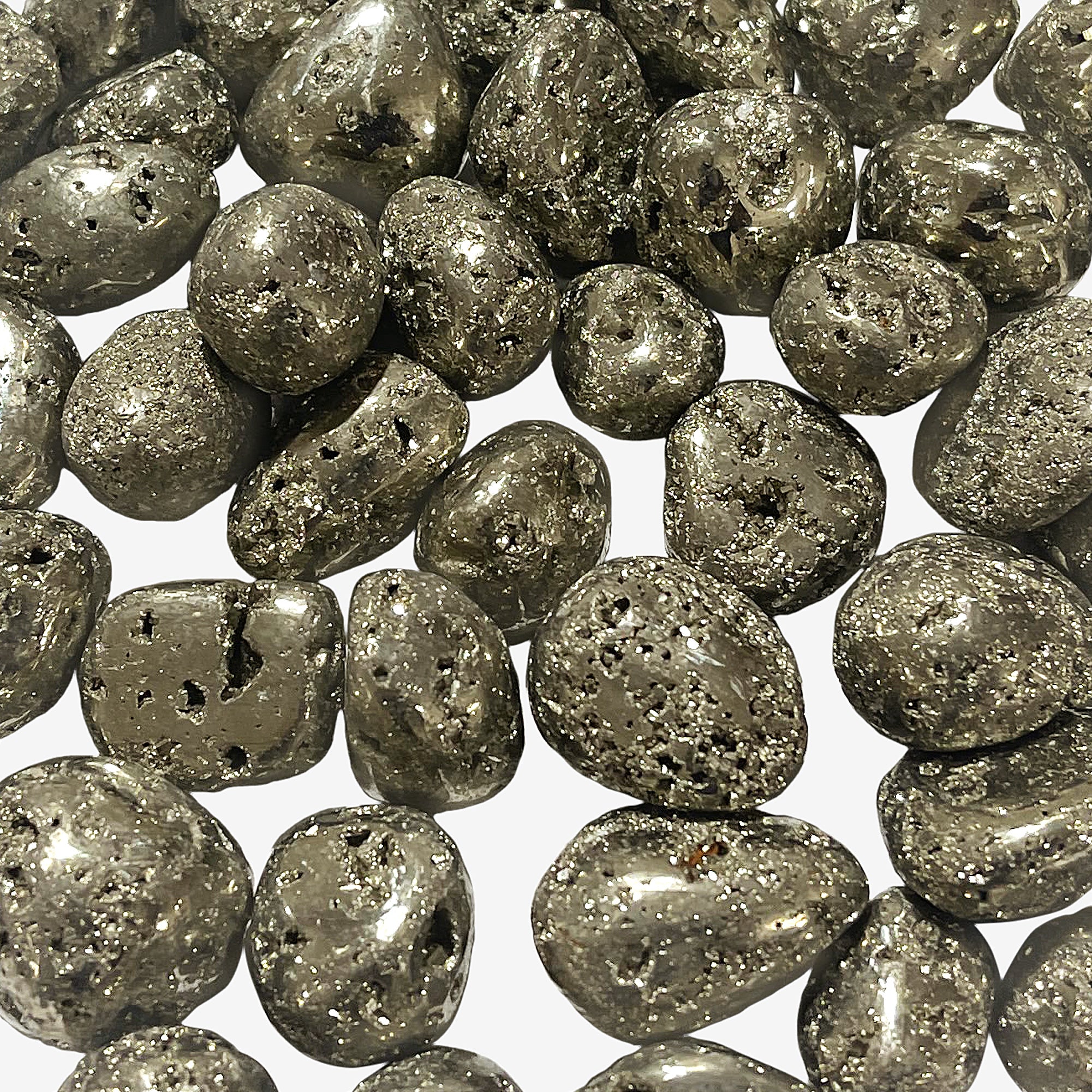 1 lb Natural Polished Pyrite Gemstone Tumbled Stones - Bulk Healing Crystals for Reiki, Meditation & Home Decor (Fool's Gold)