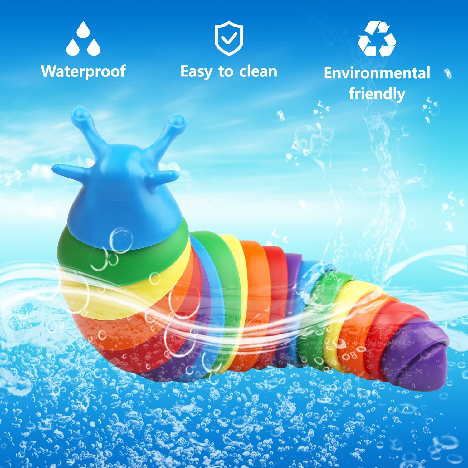 SoulLife 4 Pack Caterpillar Sensory Fidget Toys - Stress Relief & Anxiety Toys for Kids with Autism, ADHD - Bulk Sensory Slug & Snail Fidget Pack for Classroom, Home & Travel Use