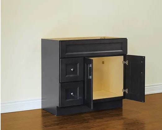 Nova 42 Inch Modern Bathroom Vanity Set with Quartz Countertop - Left Side Drawers, Soft Close Doors (3 Color Options) - Perfect for Small Bathrooms & Powder Rooms