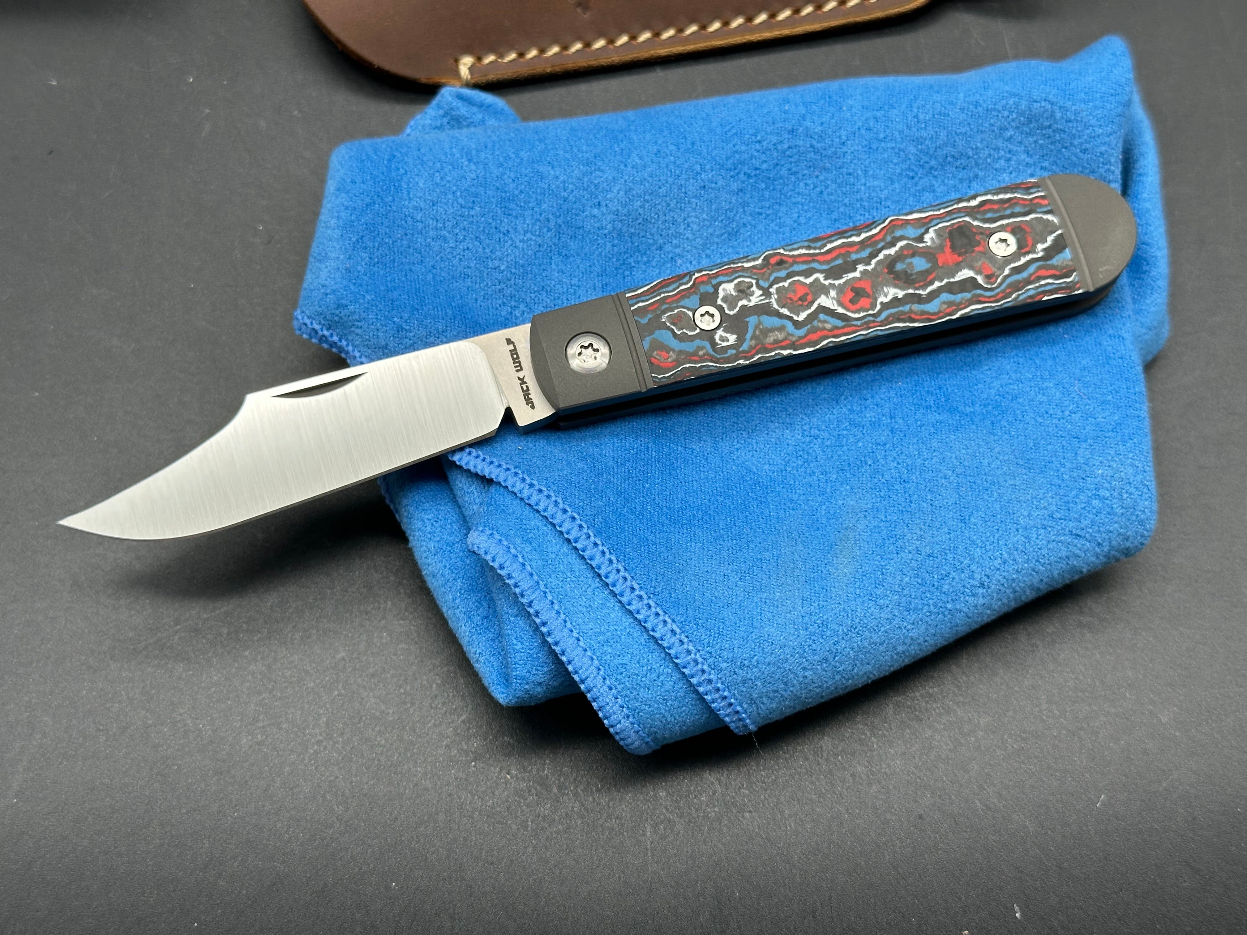 Jack Wolf Knives Little Bro Jack Fat Carbon Nebula Folding Pocket Knife - EDC, Outdoor, Camping & Survival Gear