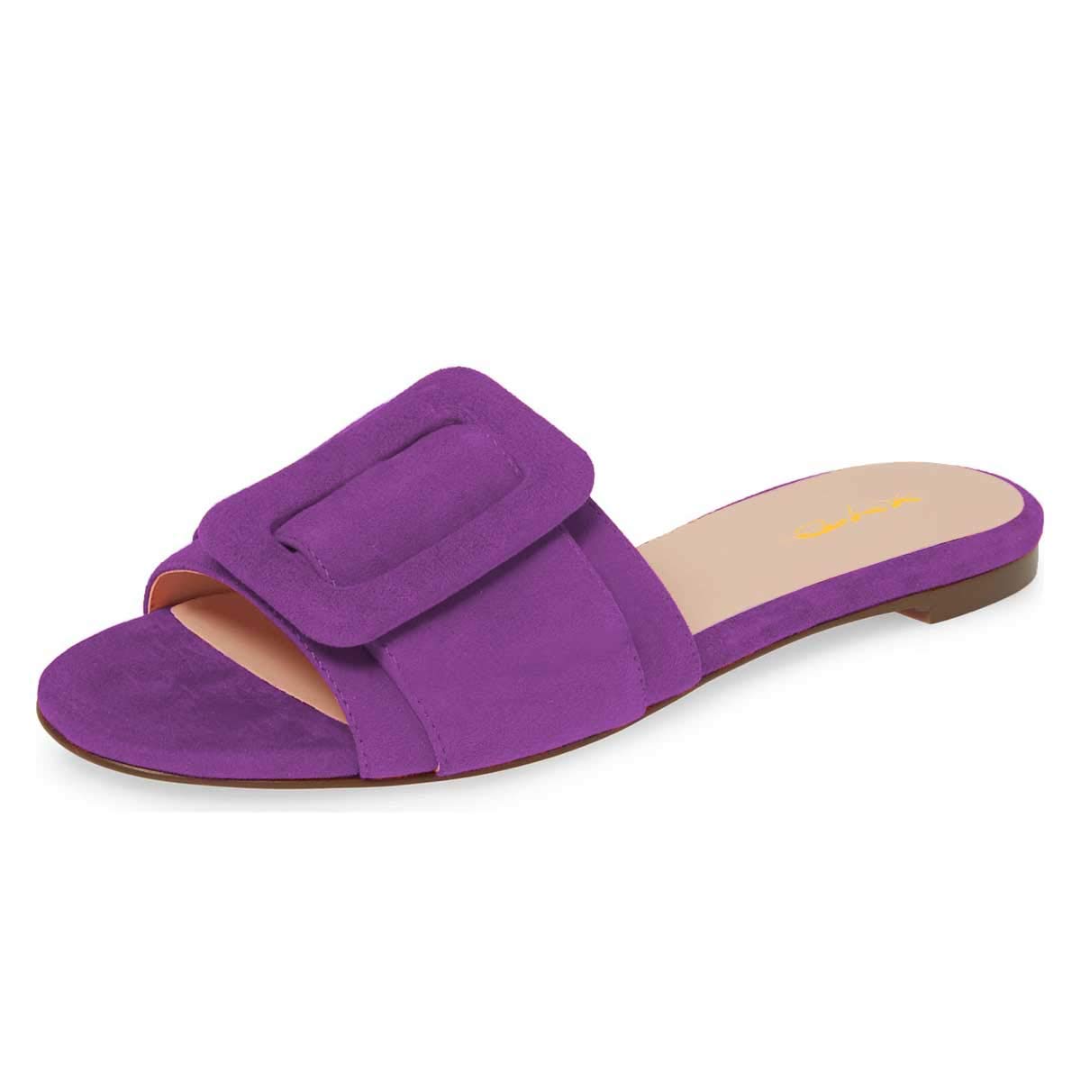 XYD Women's Open Toe Flat Sandals - Comfortable Summer Slide Shoes with Oversized Buckle for Beach, Vacation & Casual Wear