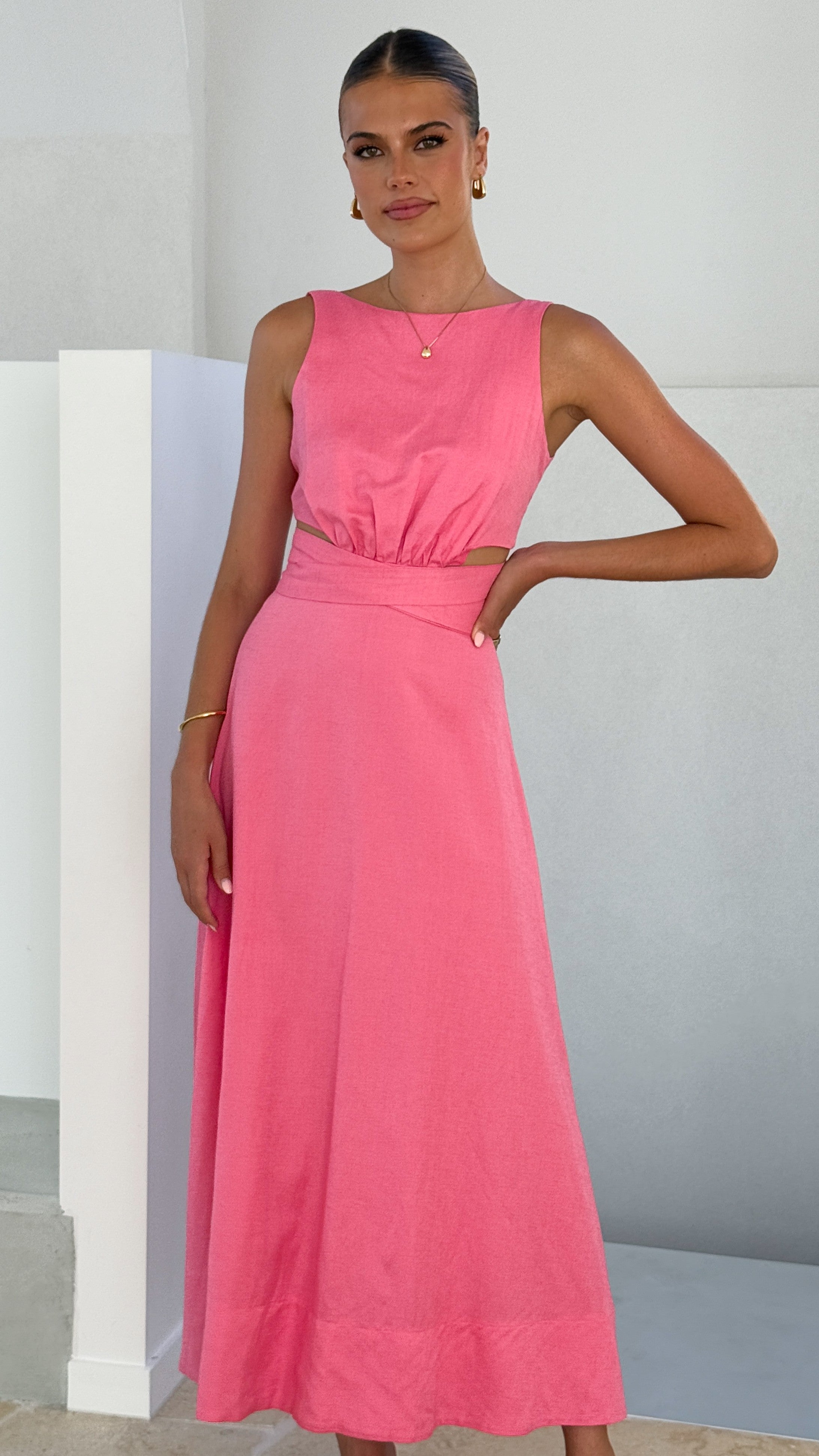 Kimberley Maxi Dress for Women - Flowy Long Summer Dress in Pink | Perfect for Beach, Vacation & Casual Outings