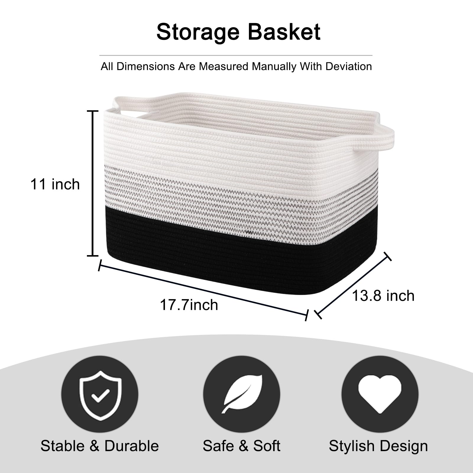 OIAHOMY Cotton Rope Storage Basket - 17.7