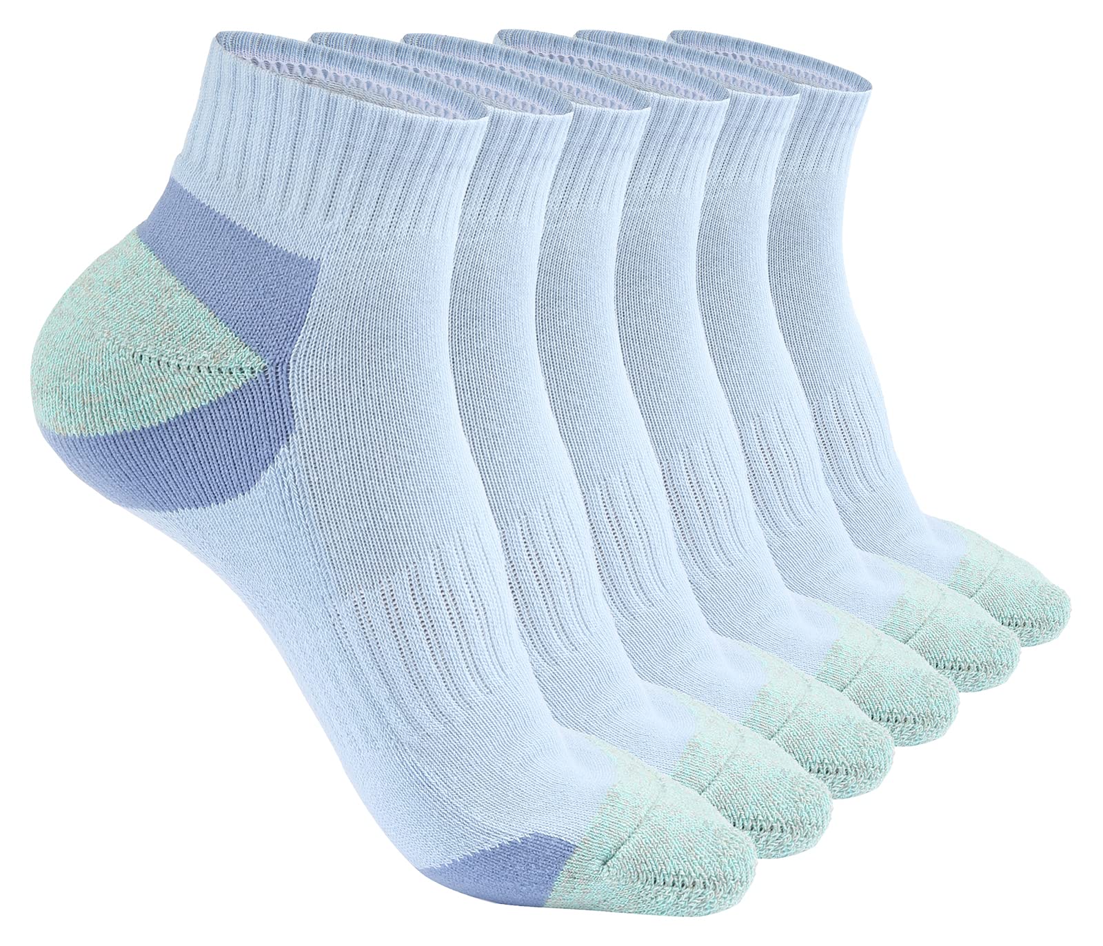 Hepsibah Women's Athletic Ankle Socks - 6 Pack Cotton Running Socks with Thick Cushion, Low Cut Sport Socks for Jogging, Gym & Everyday Comfort