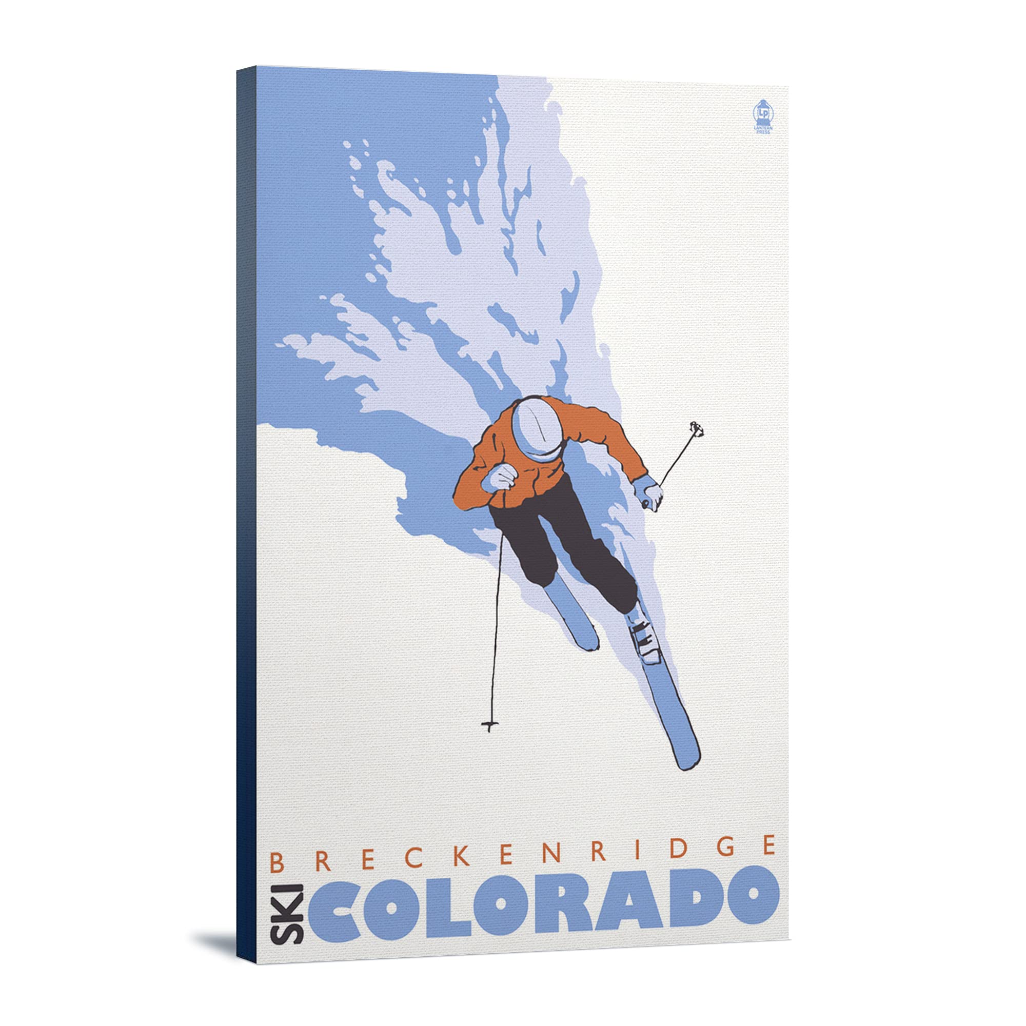 Stylized Skier in Breckenridge Colorado - 16x24 Wrapped Canvas Wall Art for Ski Lodge & Mountain Home Decor
