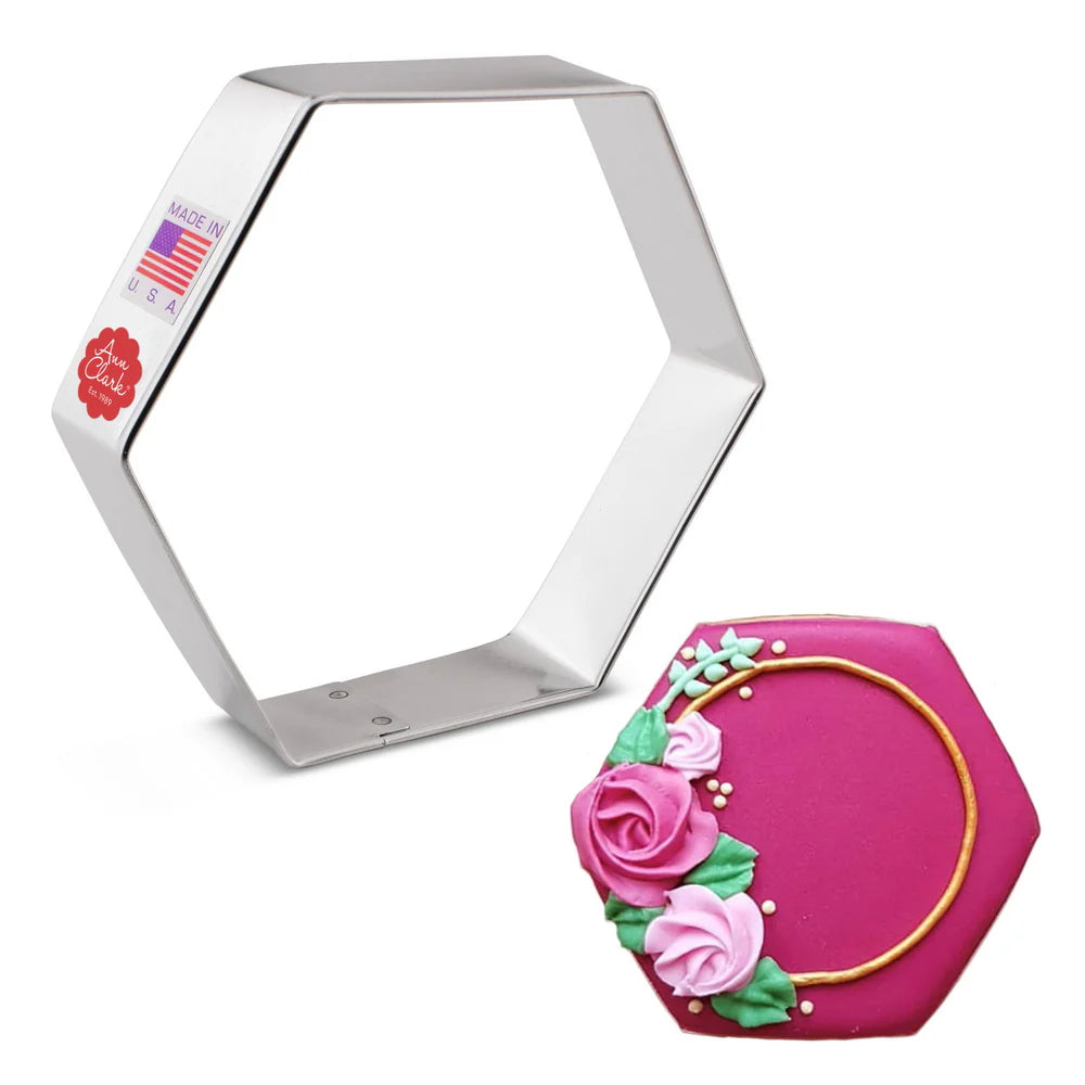 Hexagon Cookie Cutter Set - Stainless Steel Baking Tools for Perfect Geometric Cookies - Ideal for Christmas, Halloween, and Party Dessert Decorating