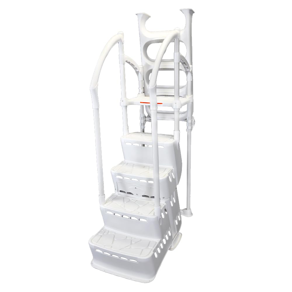 Above Ground Pool Steps with Ladder System - Heavy Duty 300lbs Capacity for Swimming Pools Without Deck (42