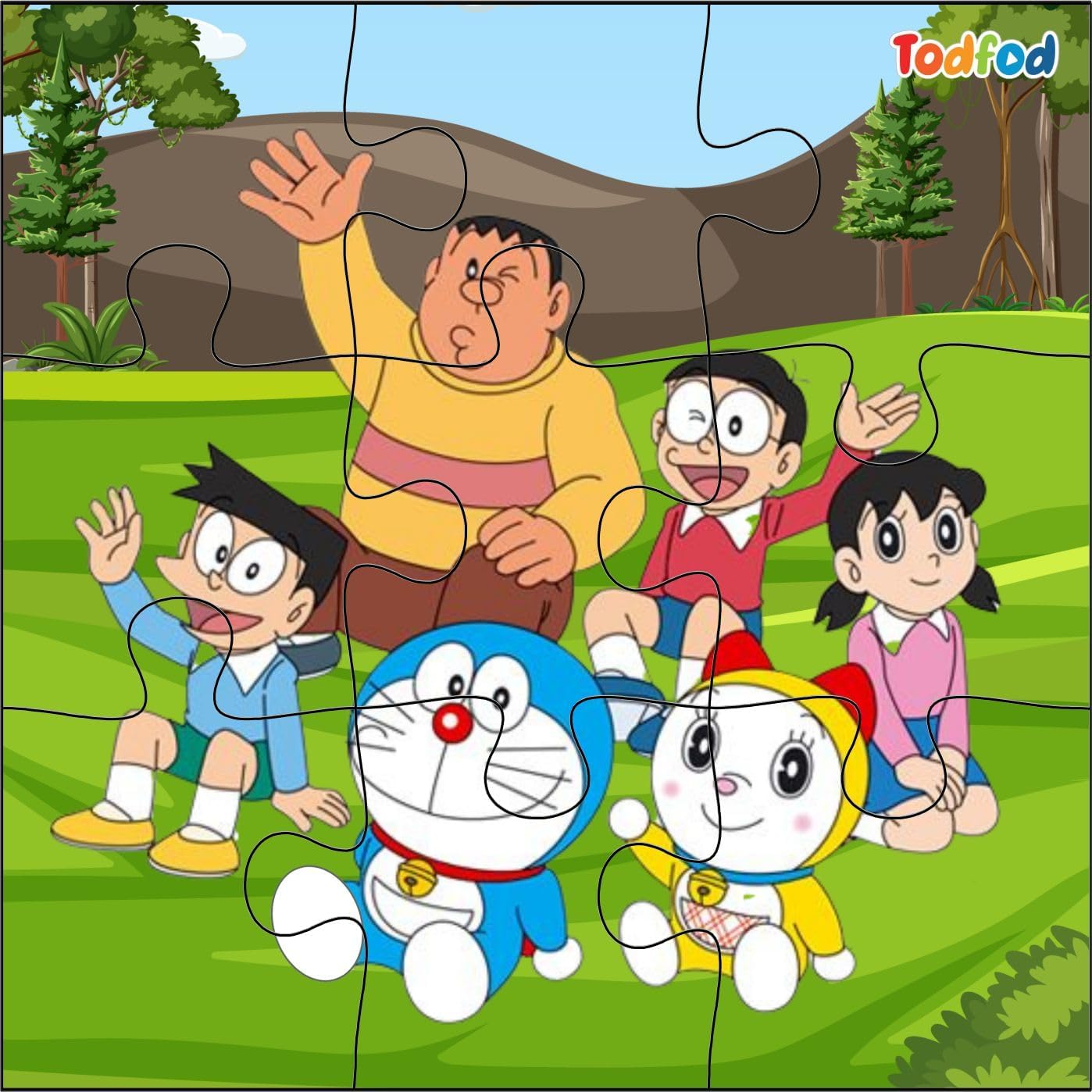 TodFod 6-in-1 Wooden Jigsaw Puzzle Set (54 Pieces) - Doraemon & Shinchan Anime Cartoon Puzzles for Kids Ages 3+, Educational Learning Toys for Preschool Children | Perfect for Birthday Gifts, Classroom Activities & Family Game Night