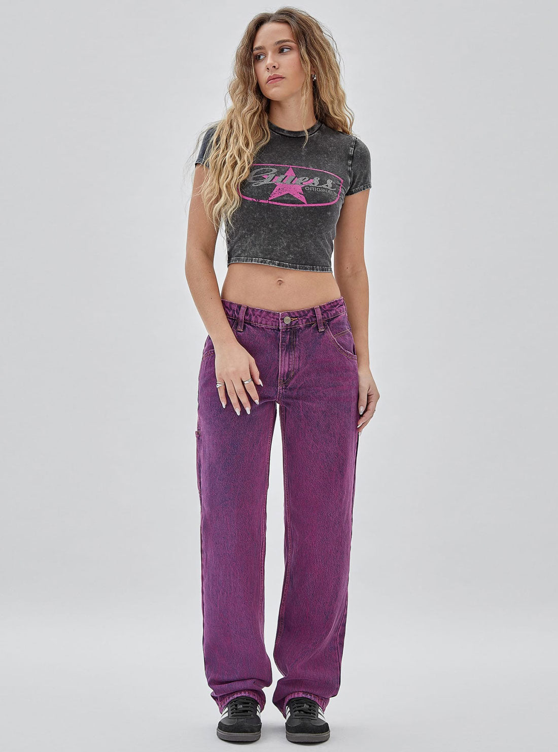 Guess Originals Star Logo Cropped T-Shirt for Women | Trendy Short Sleeve Tee | Casual Streetwear & Summer Outfits
