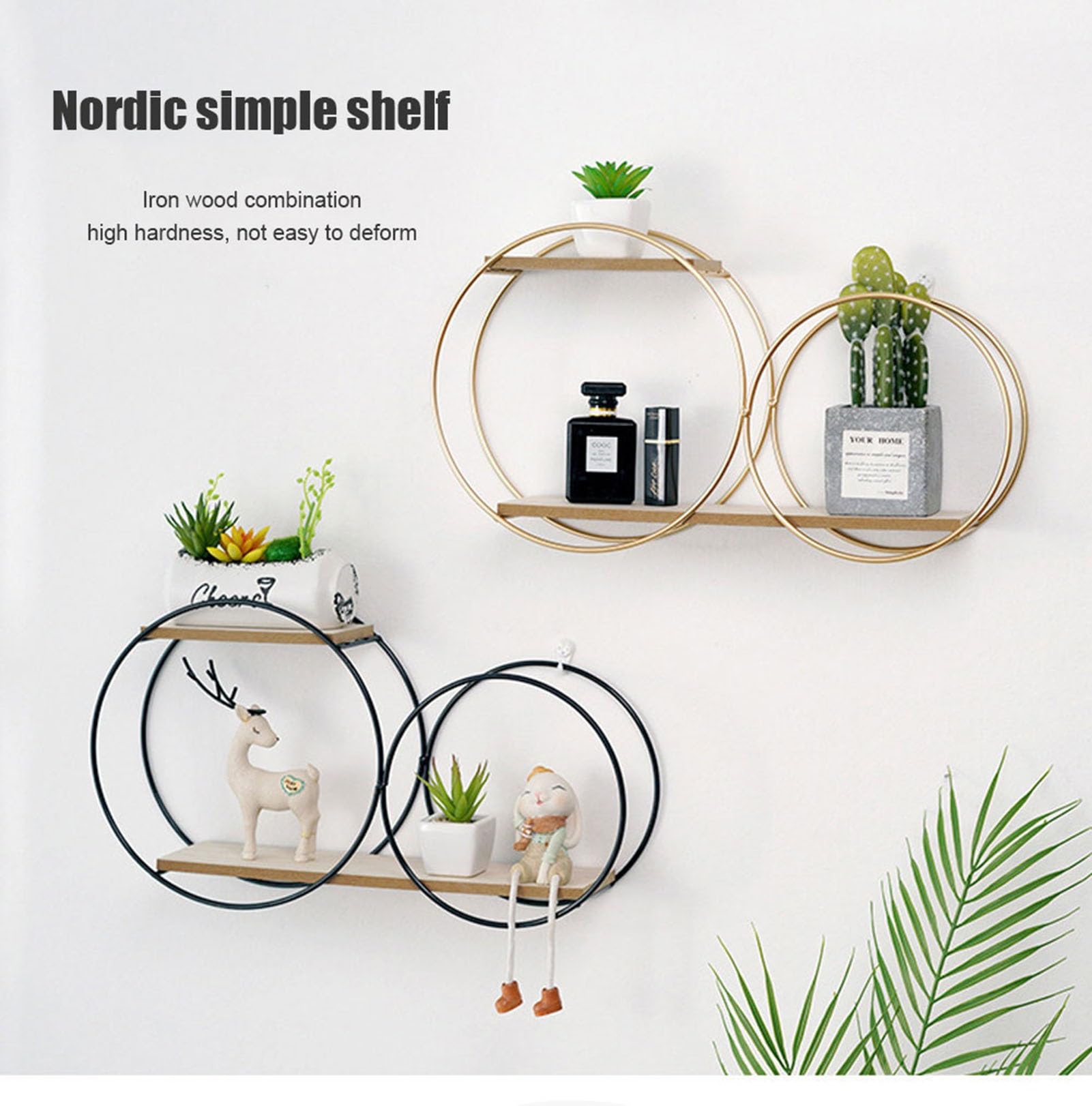 Floating Wall Shelves Set of 3 - Rustic Wood and Wrought Iron Wall Mounted Shelves for Living Room, Bedroom Decor - Space Saving Storage Shelves for Books, Plants, Photos - Redondo Wall Shelves for Home Office & Modern Farmhouse Style