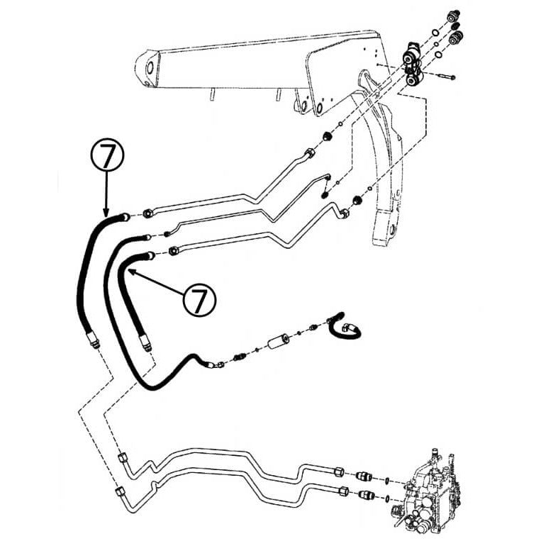 Bobcat T200 Hydraulic Hose - Arm Pivot Auxiliary Circuit Replacement Part #7 for Skid Steer Loaders - Construction, Landscaping & Farm Equipment Repair