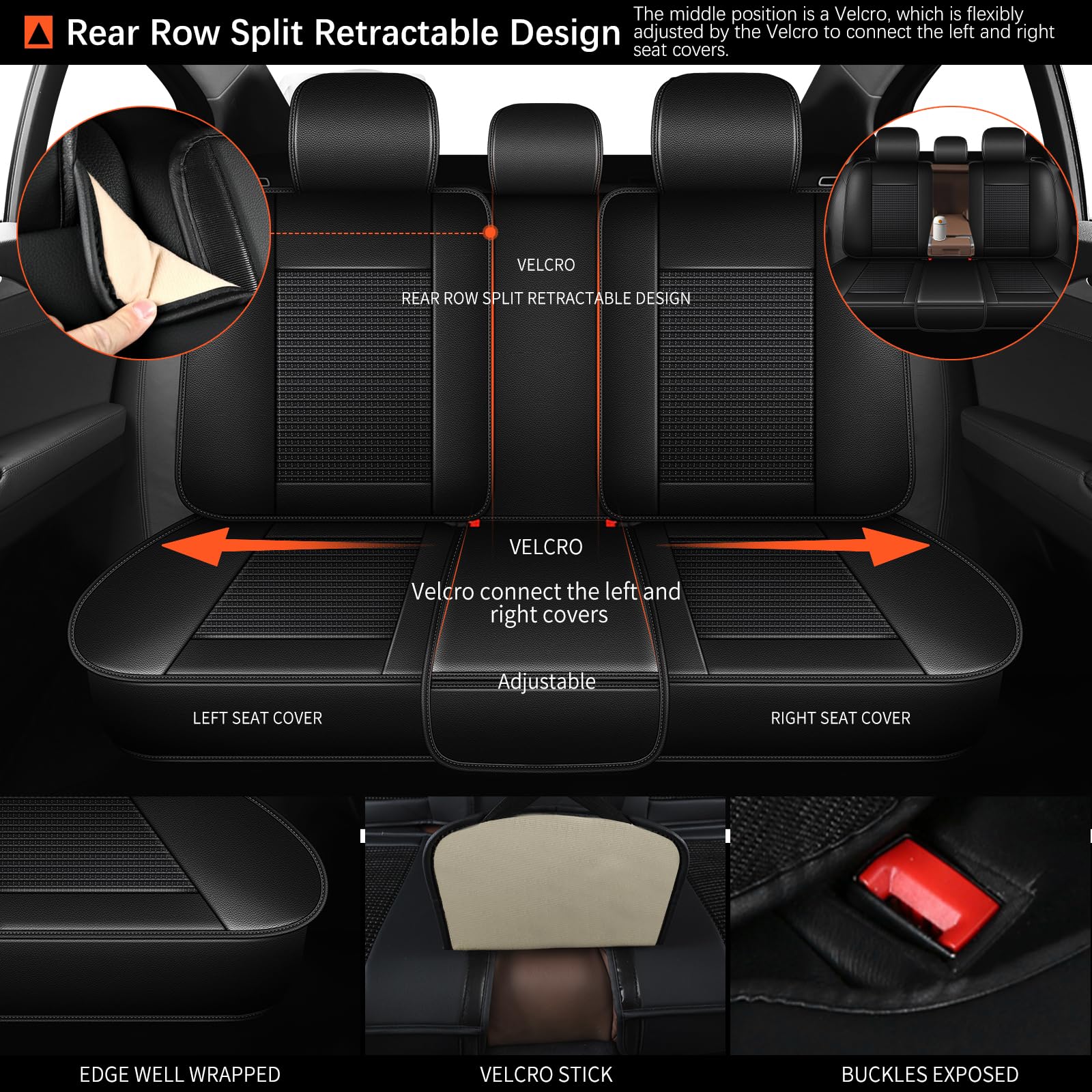 Premium Leather & Ice Silk Seat Covers for Toyota Highlander 2008-2025 - Waterproof, Breathable 5-Seat Full Set Car Seat Protector (Black) - Perfect for Road Trips, Daily Commutes & Family Adventures