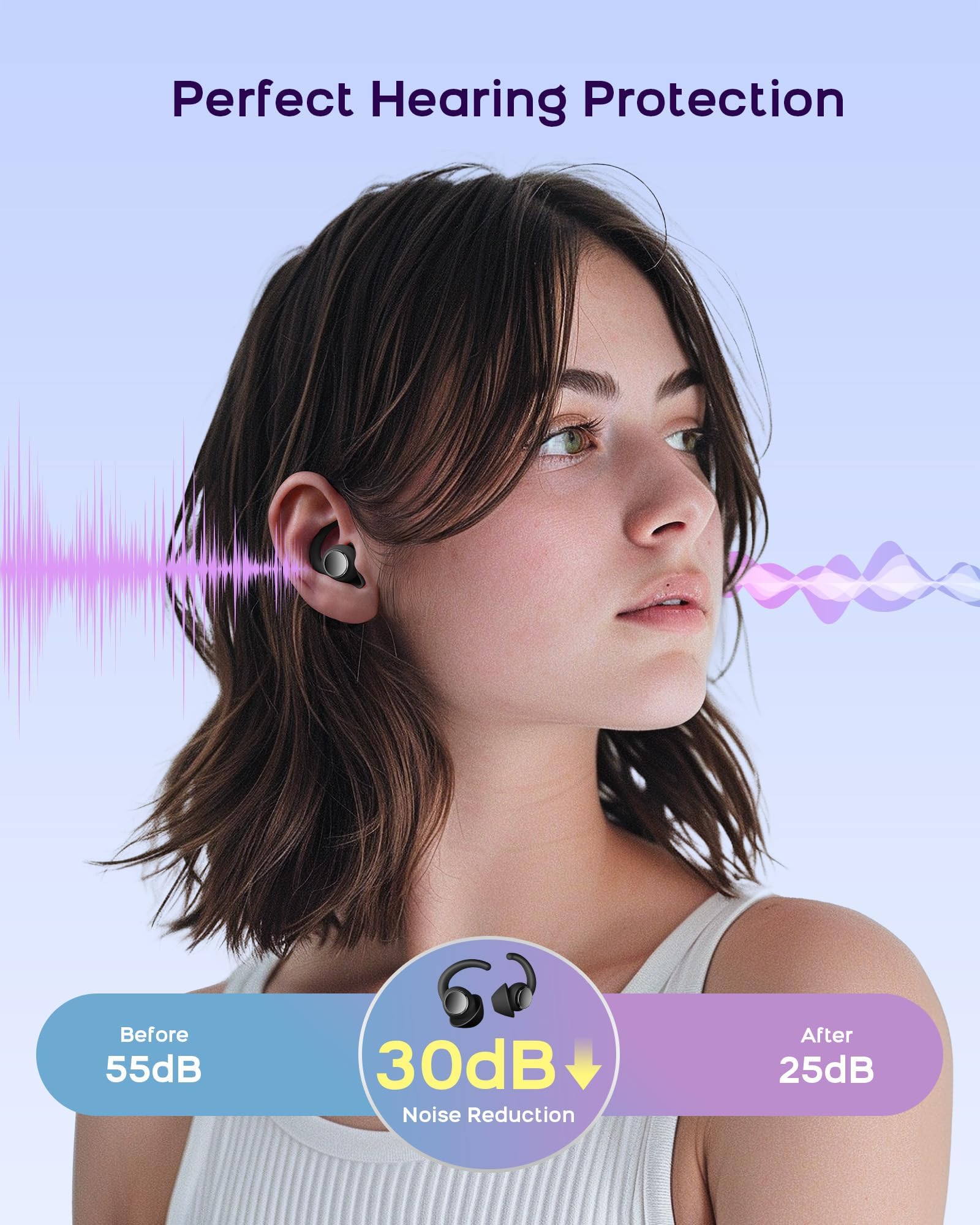 Noise Cancelling Ear Plugs for Sleeping, Concerts, Work, Study, Travel & Focus - Soft Comfortable Earplugs for Blocking Noise, Perfect for Office, Airplane & Night Sleep